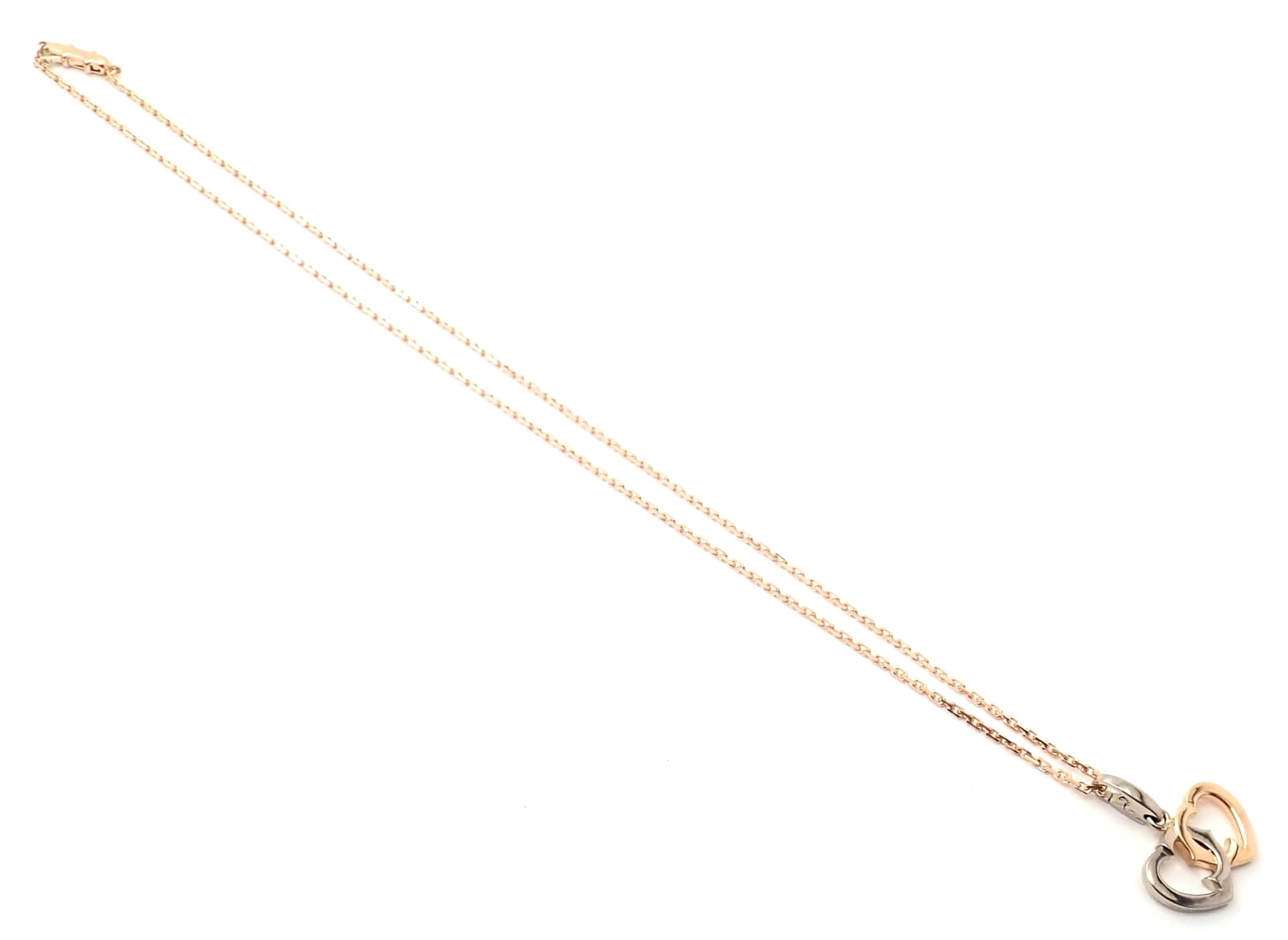 Cartier Jewelry & Watches:Fine Jewelry:Necklaces & Pendants Authentic! Cartier 18K Rose & White Gold Double C Heart Pendant Chain Necklace