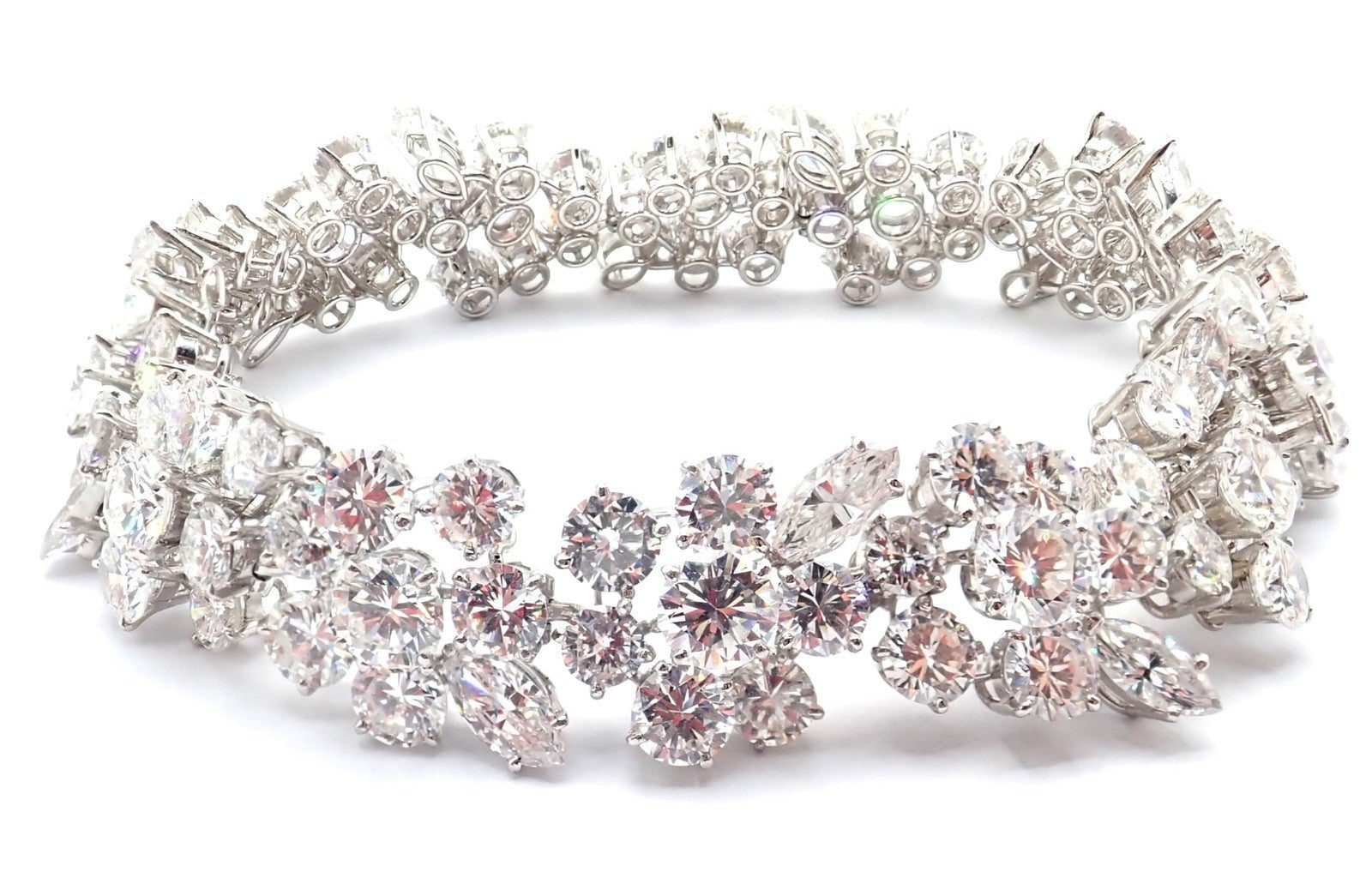Authentic! Vintage Bvlgari Bulgari Platinum 38ct Diamond Floral Bracelet Paper | Fortrove