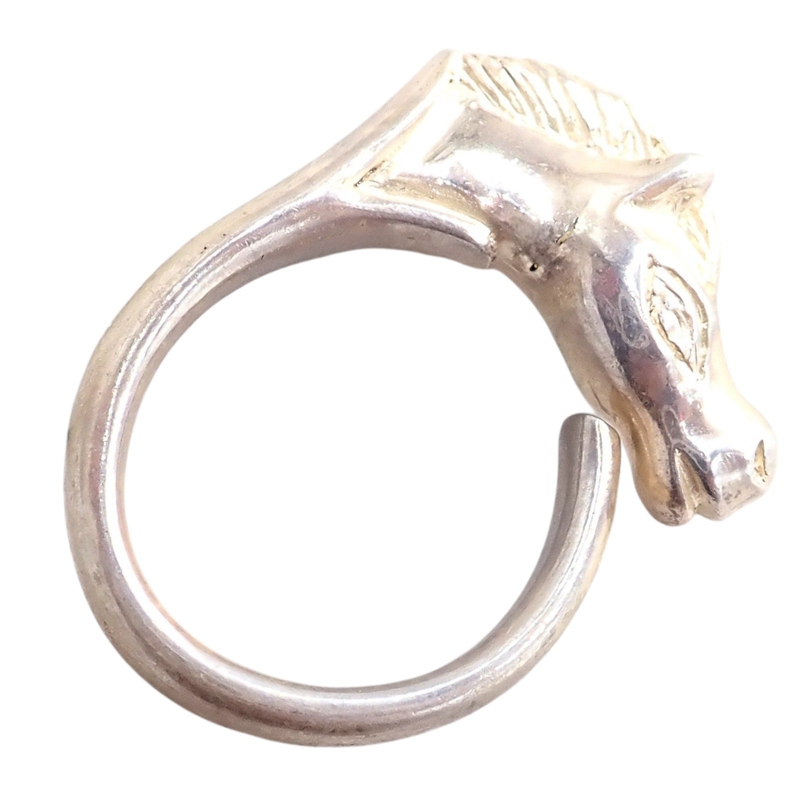Authentic! Hermes Silver Horse Cheval Band Ring | Fortrove