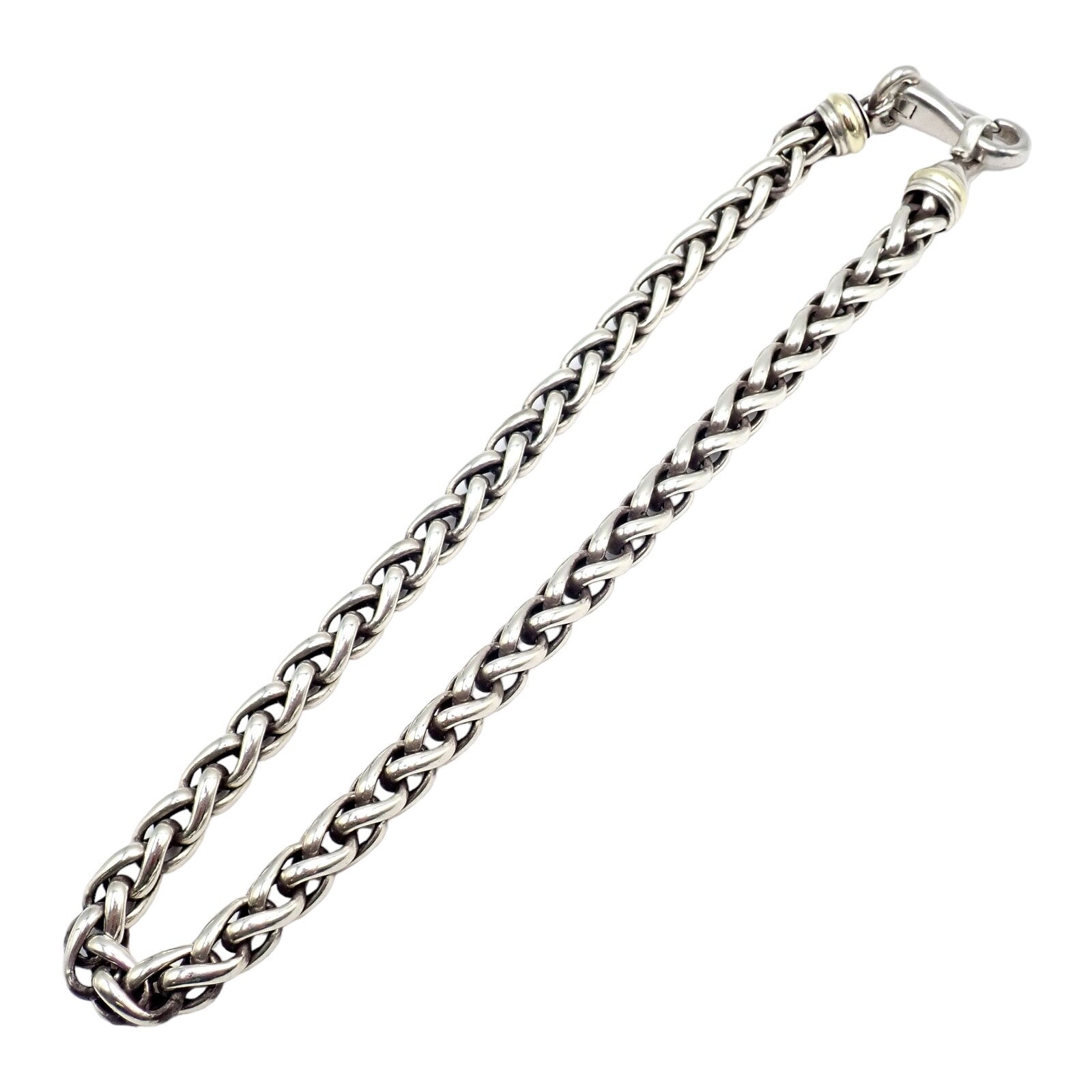 David Yurman Jewelry & Watches:Fine Jewelry:Necklaces & Pendants David Yurman DY Sterling Silver 14k Yellow Gold Wheat 8.5mm Chain Necklace 16"