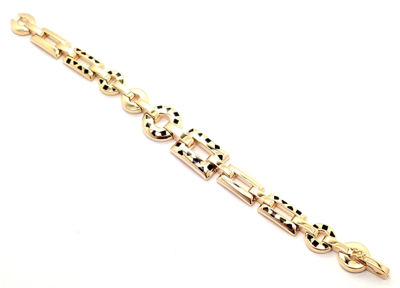 Cartier Jewelry & Watches:Fine Jewelry:Bracelets & Charms Rare! Authentic Cartier Panthere 18k Gold Black Lacquer Spot Link Bracelet Paper
