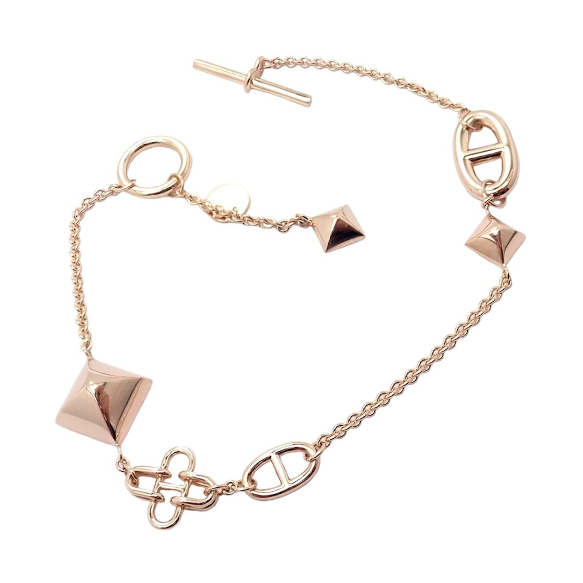 Hermes Jewelry & Watches:Fine Jewelry:Bracelets & Charms Authentic! Hermes 18k Rose Gold Signature Iconic Logos Link Toggle Bracelet