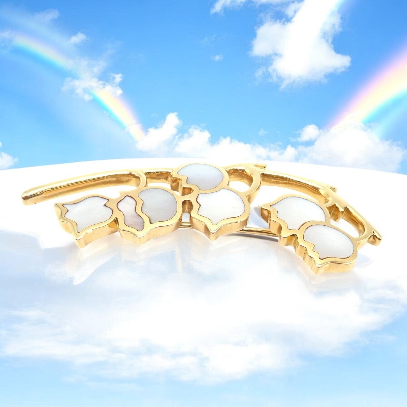 Angela Cummings for Tiffany & Co. Jewelry & Watches:Fine Jewelry:Brooches & Pins Tiffany & Co Cummings 18k Yellow Gold MoP Lily of the Valley Flower Pin Brooch