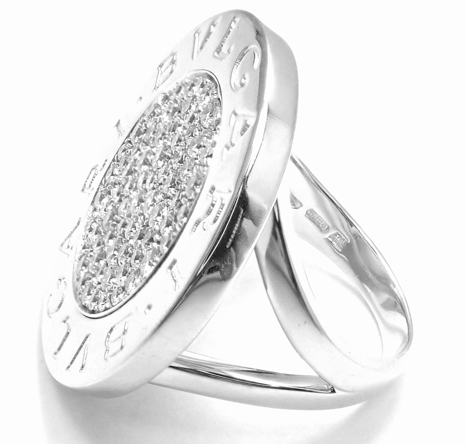 Rare! Authentic Bvlgari Bulgari 18k White Gold Diamond Ring | Fortrove