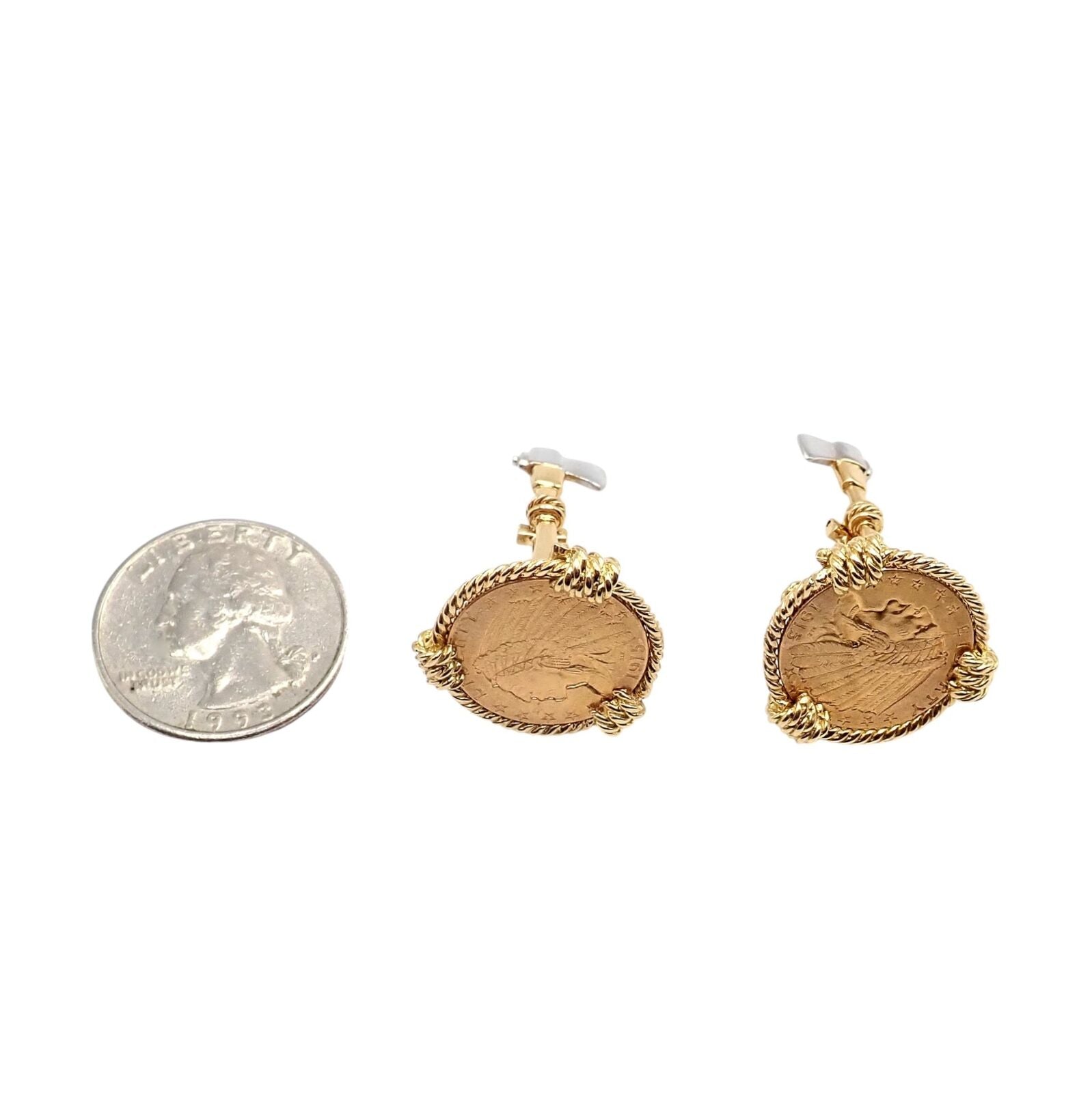 Salvador Dali for Piaget Jewelry & Watches:Men's Jewelry:Cufflinks Verdura Five Buck 18k & 22k Yellow + White Gold Indian Head Coin Cufflinks