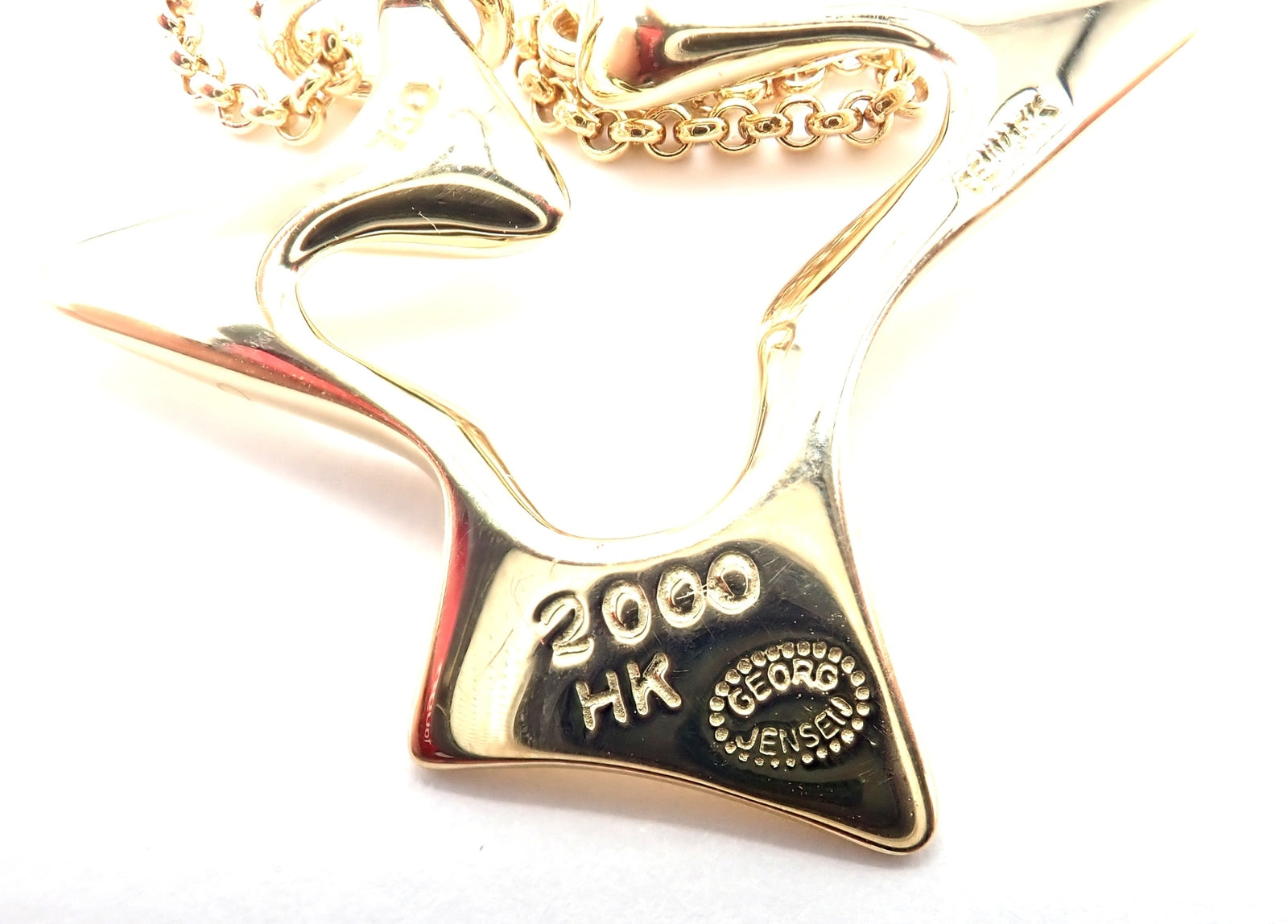 Authentic! Georg Jensen Bird 18K Yellow Gold Pendant Necklace 2000 | Fortrove