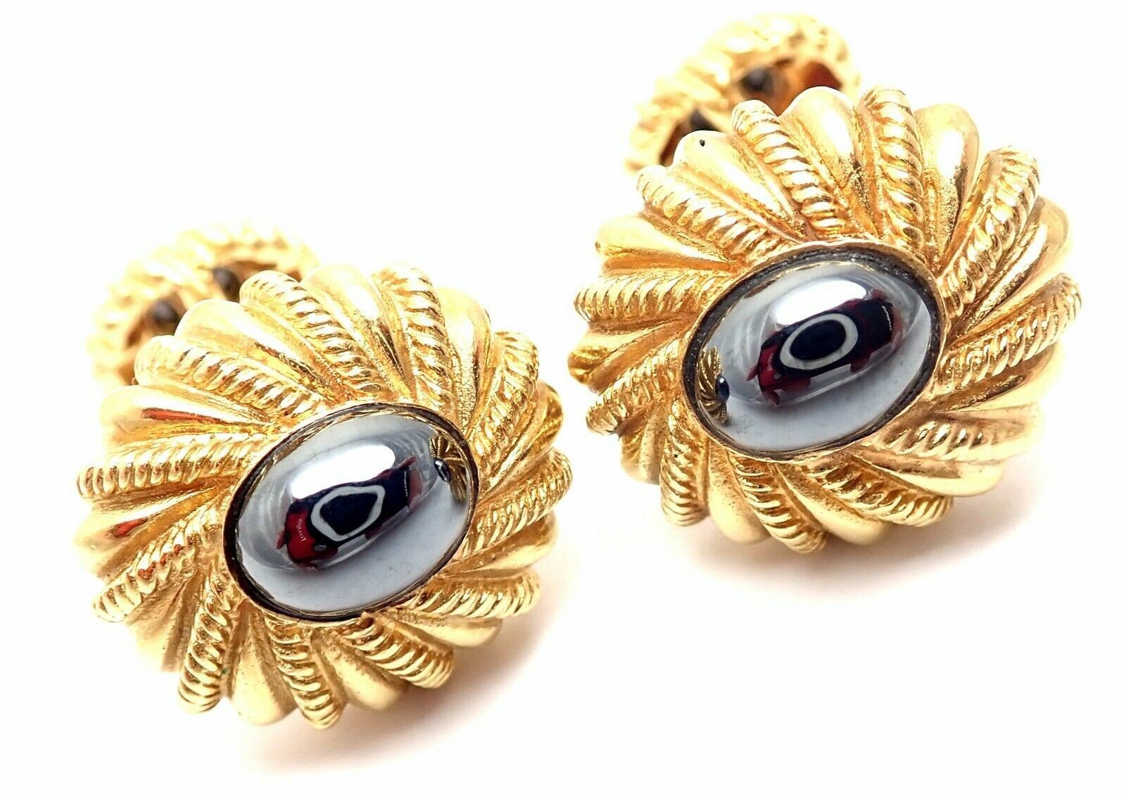 Tiffany & Co. Jewelry & Watches:Men's Jewelry:Cufflinks Authentic! Tiffany & Co Jean Schlumberger 18k Yellow Gold Hematite Cufflinks
