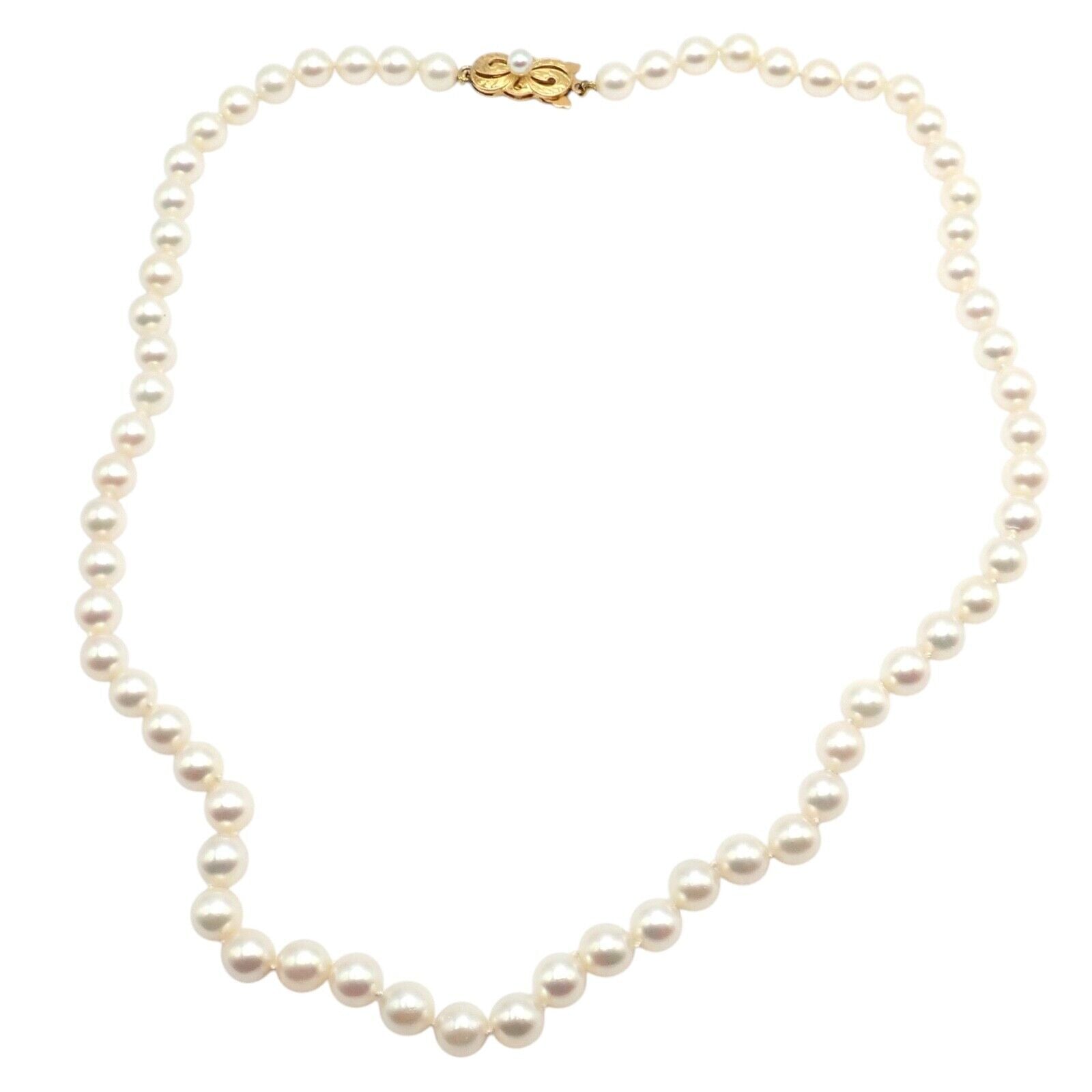 Authentic! Mikimoto 18k Yellow Gold 6.5mm Pearl 18" Strand Necklace | Fortrove