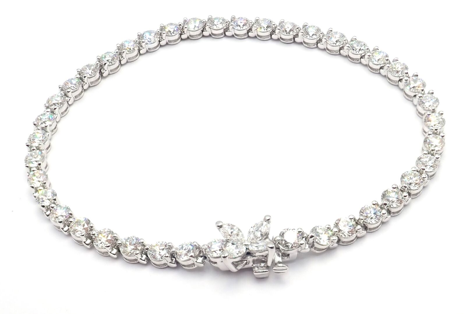 Authentic! Tiffany & Co Victoria Platinum 6.5ct Diamond Line Tennis Bracelet | Fortrove