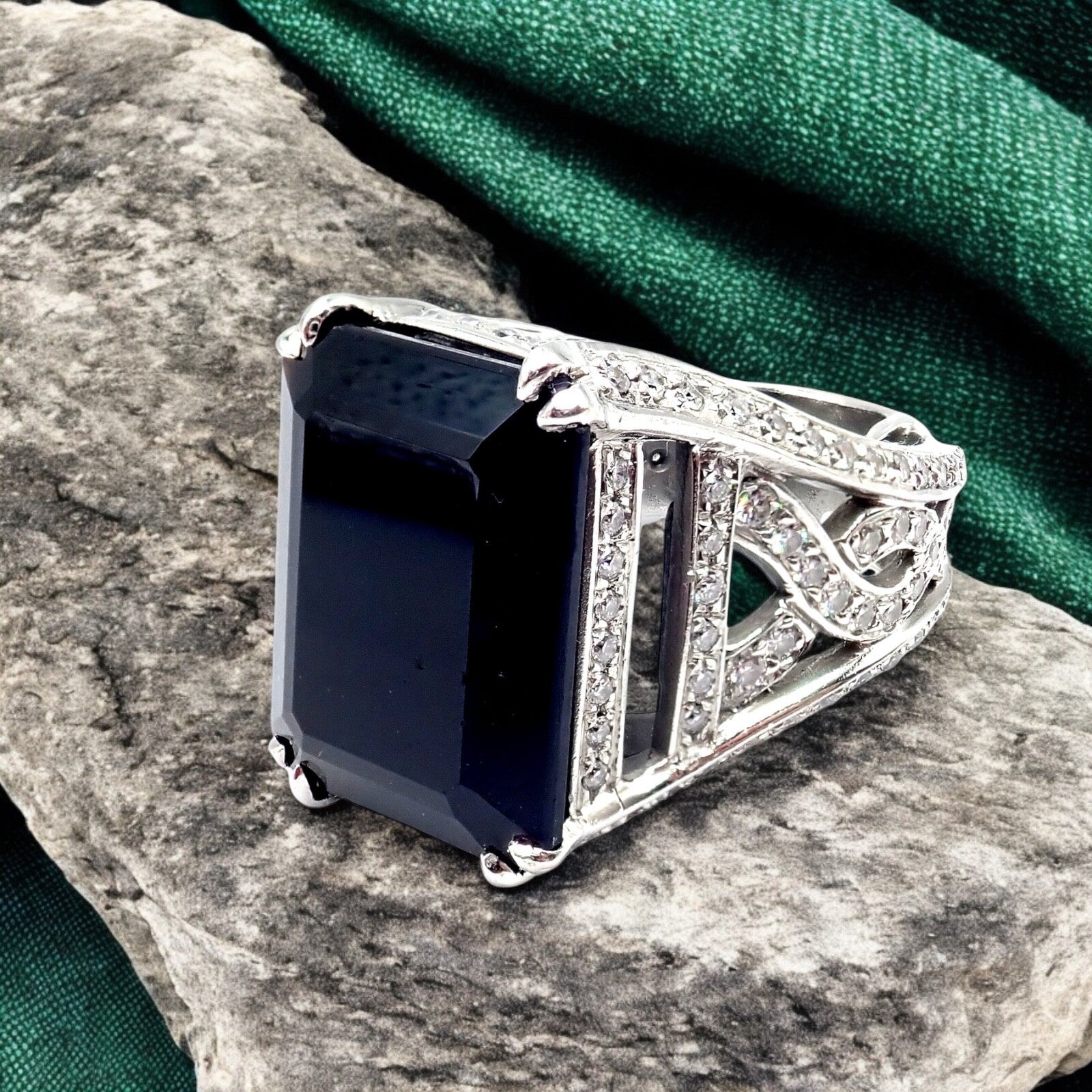 Kieselstein Cord Jewelry & Watches:Fine Jewelry:Rings Kieselstein Cord Platinum 3ctw Diamond Black Spinel Cockatil Ring 1998 sz 5.5