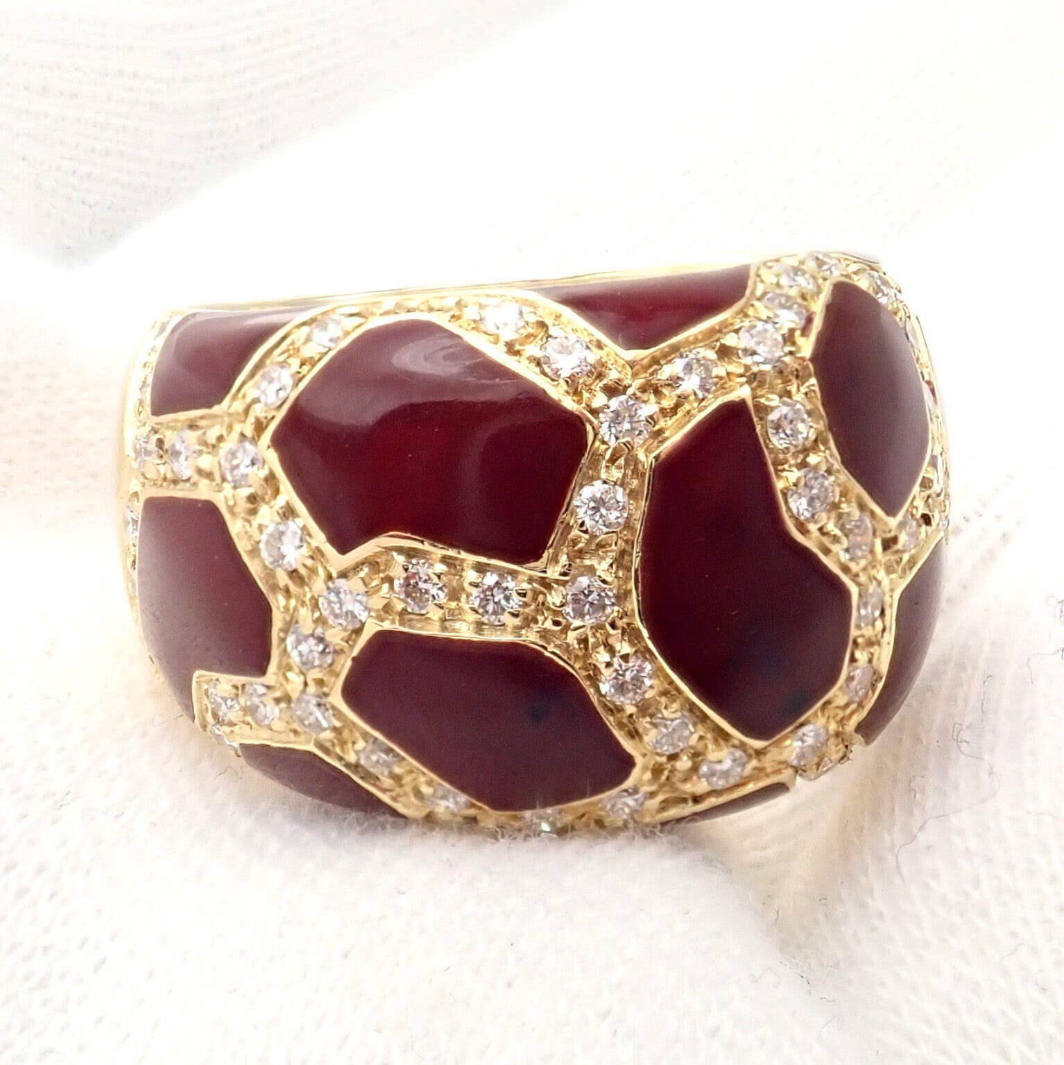 Authentic! Roberto Coin Giraffe 18k Yellow Gold Enamel Diamond Ring | Fortrove