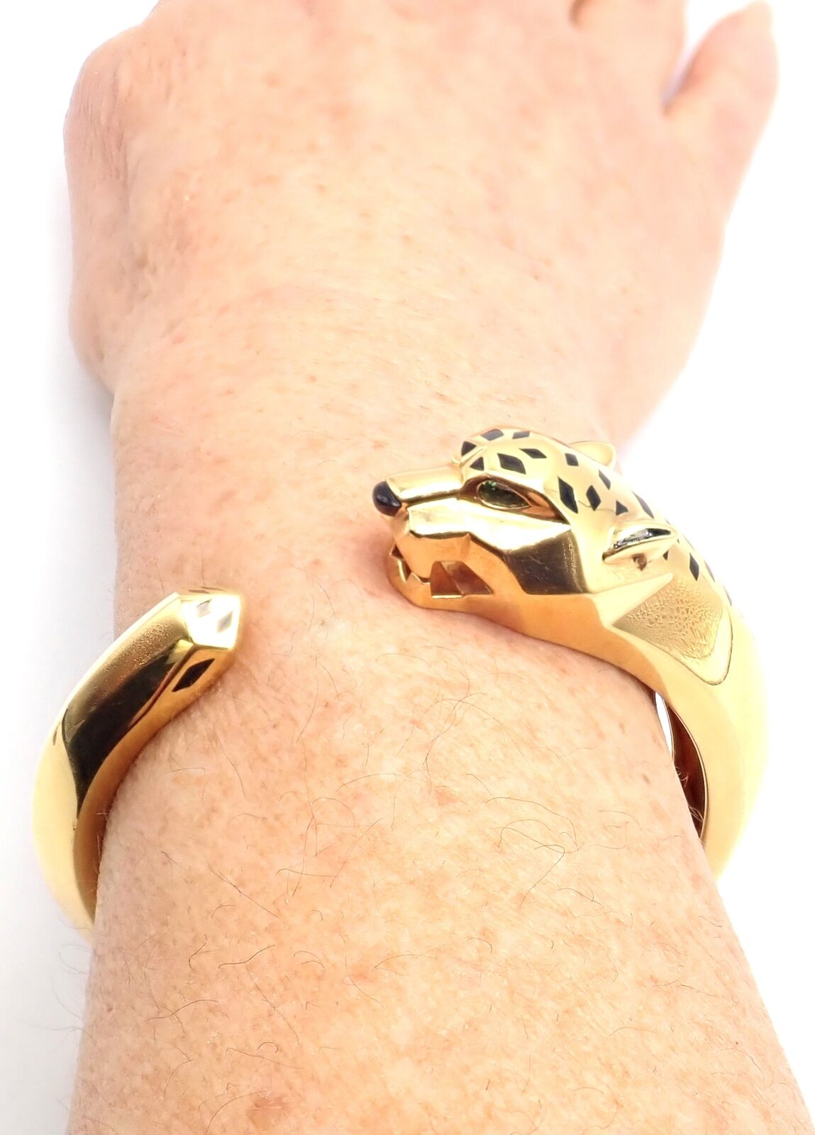 Cartier Jewelry & Watches:Fine Jewelry:Bracelets & Charms Authentic! Cartier Panther Panthere 18k Yellow Gold Cuff Bracelet Size 17 Cert