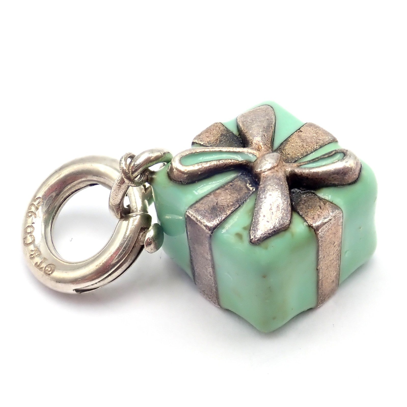 Tiffany & Co. Jewelry & Watches:Fine Jewelry:Bracelets & Charms Vintage! Tiffany & Co. Enamel Gift Box Silver Charm Pendant + Spring Ring Clasp
