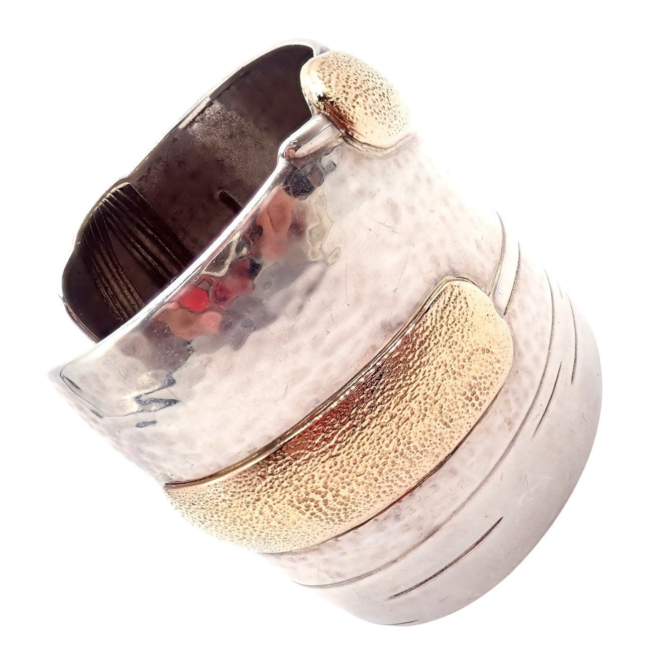 Vintage Tiffany & Co 18k Yellow Gold Silver Cattail Nature Cuff Bracelet 2001 | Fortrove