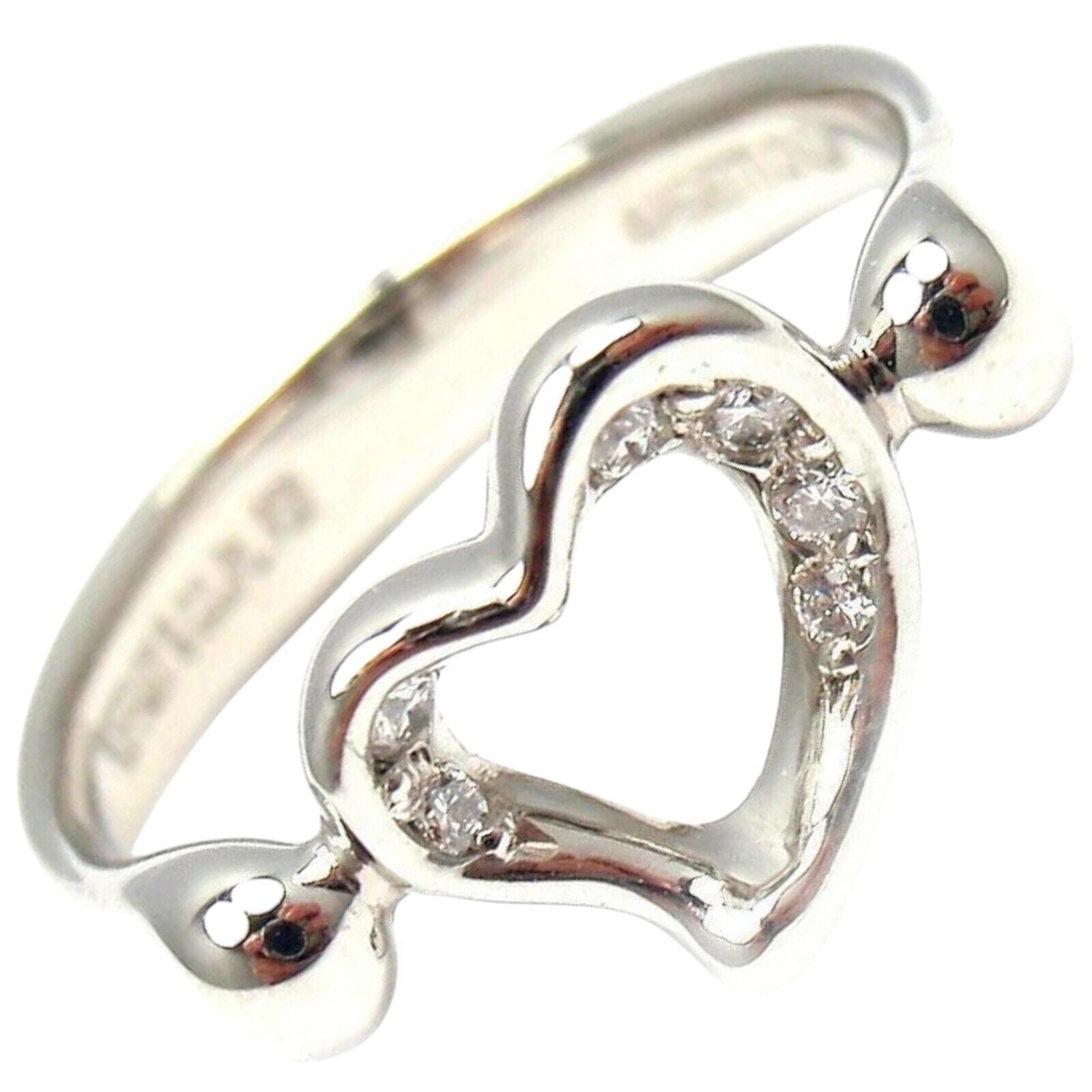 Tiffany & Co. Platinum Peretti Diamond Open Heart Ring sz 5 | Fortrove