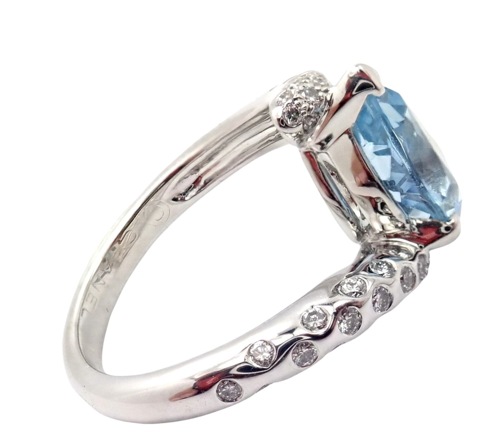 CHANEL Jewelry & Watches:Fine Jewelry:Rings Authentic! Chanel Comete Star 18k White Gold Diamond 2.25ct Aquamarine Ring
