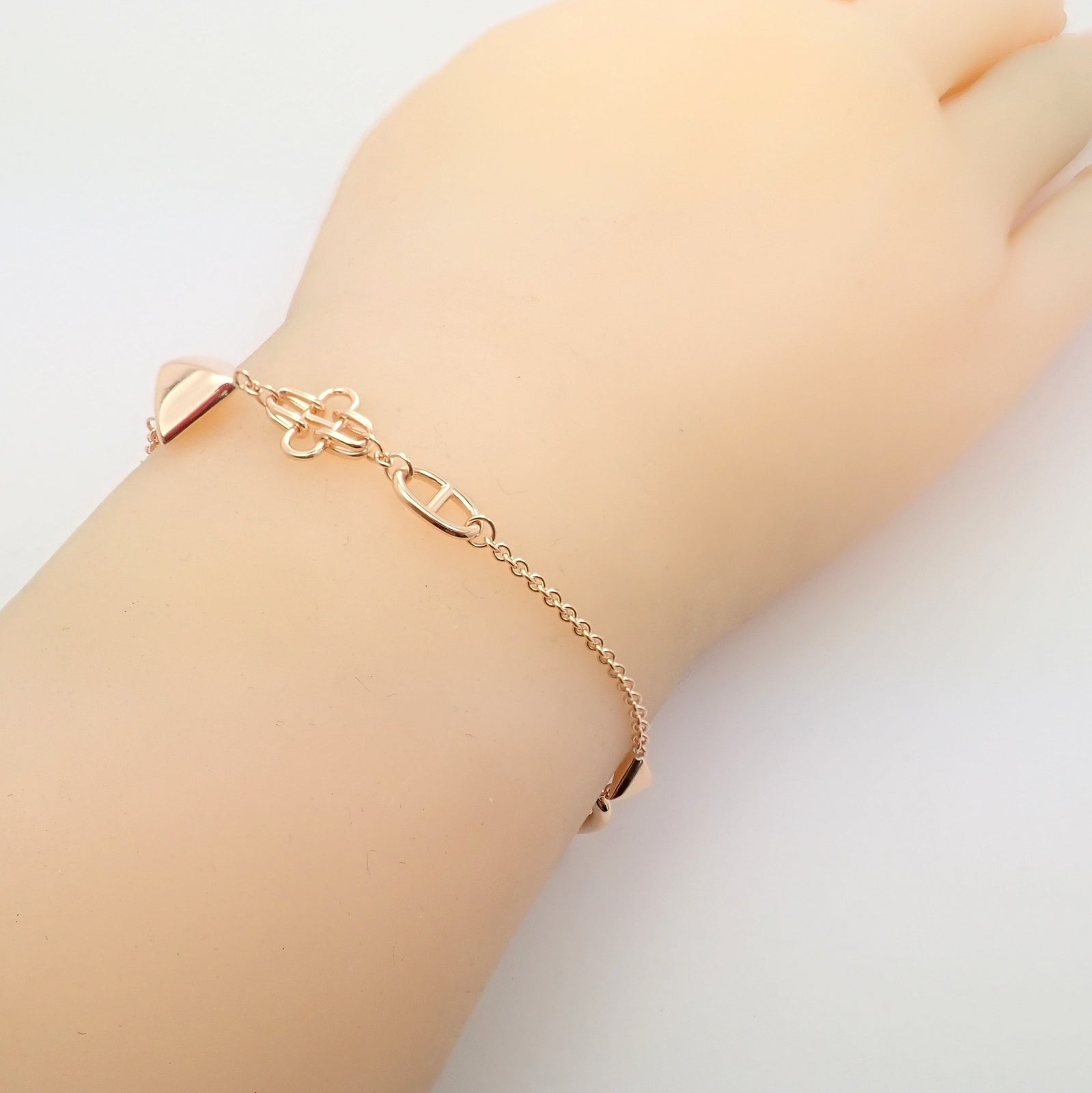 Hermes Jewelry & Watches:Fine Jewelry:Bracelets & Charms Authentic! Hermes 18k Rose Gold Signature Iconic Logos Link Toggle Bracelet