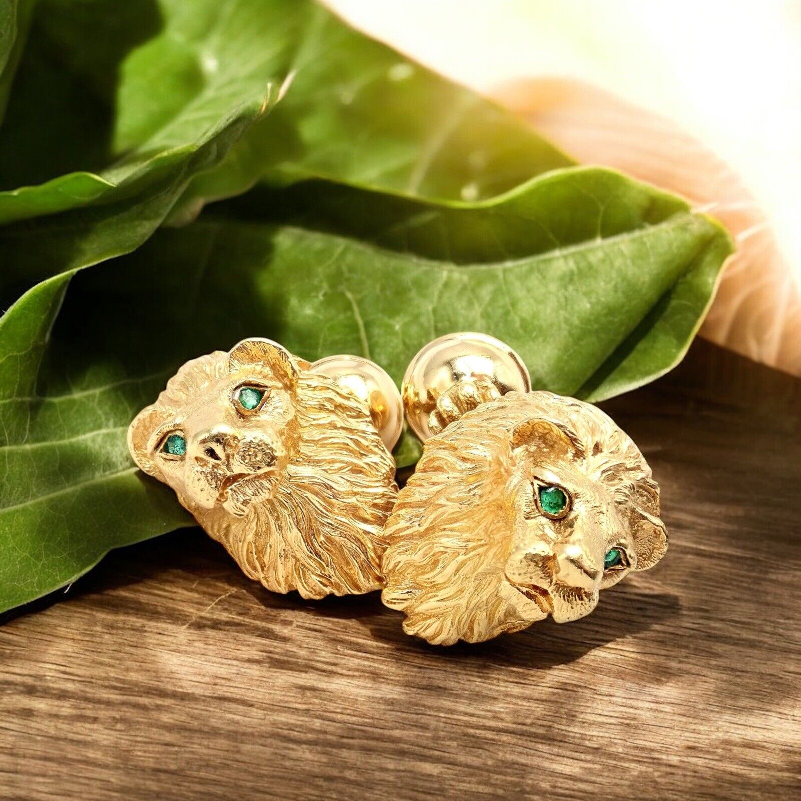 Tiffany & Co. Jewelry & Watches:Men's Jewelry:Cufflinks Rare! Vintage Tiffany & Co. 18k Yellow Gold Emerald Lion Germany 1989 Cufflinks