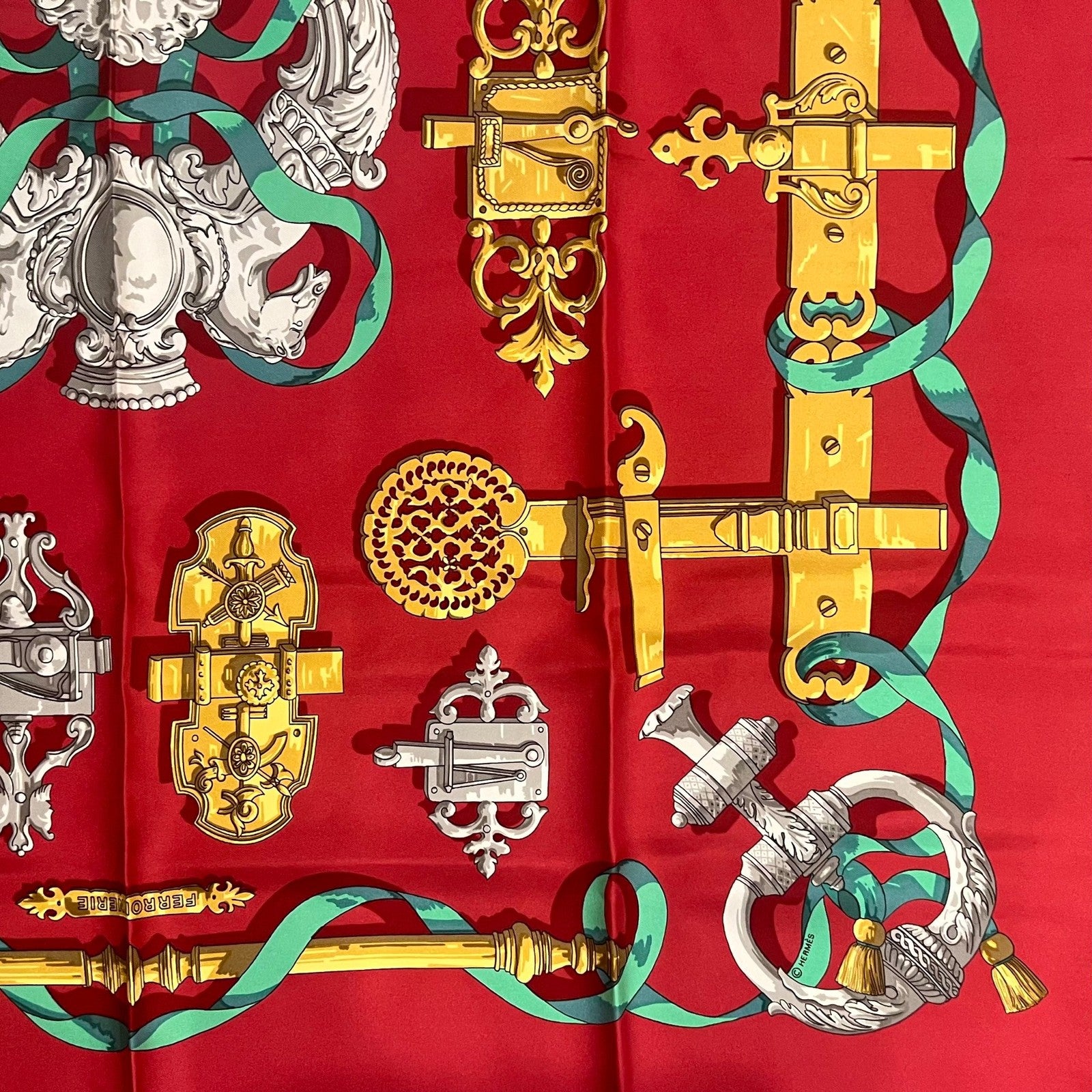 Authentic Hermès “Ferronnerie” 90cm Silk Scarf | Fortrove