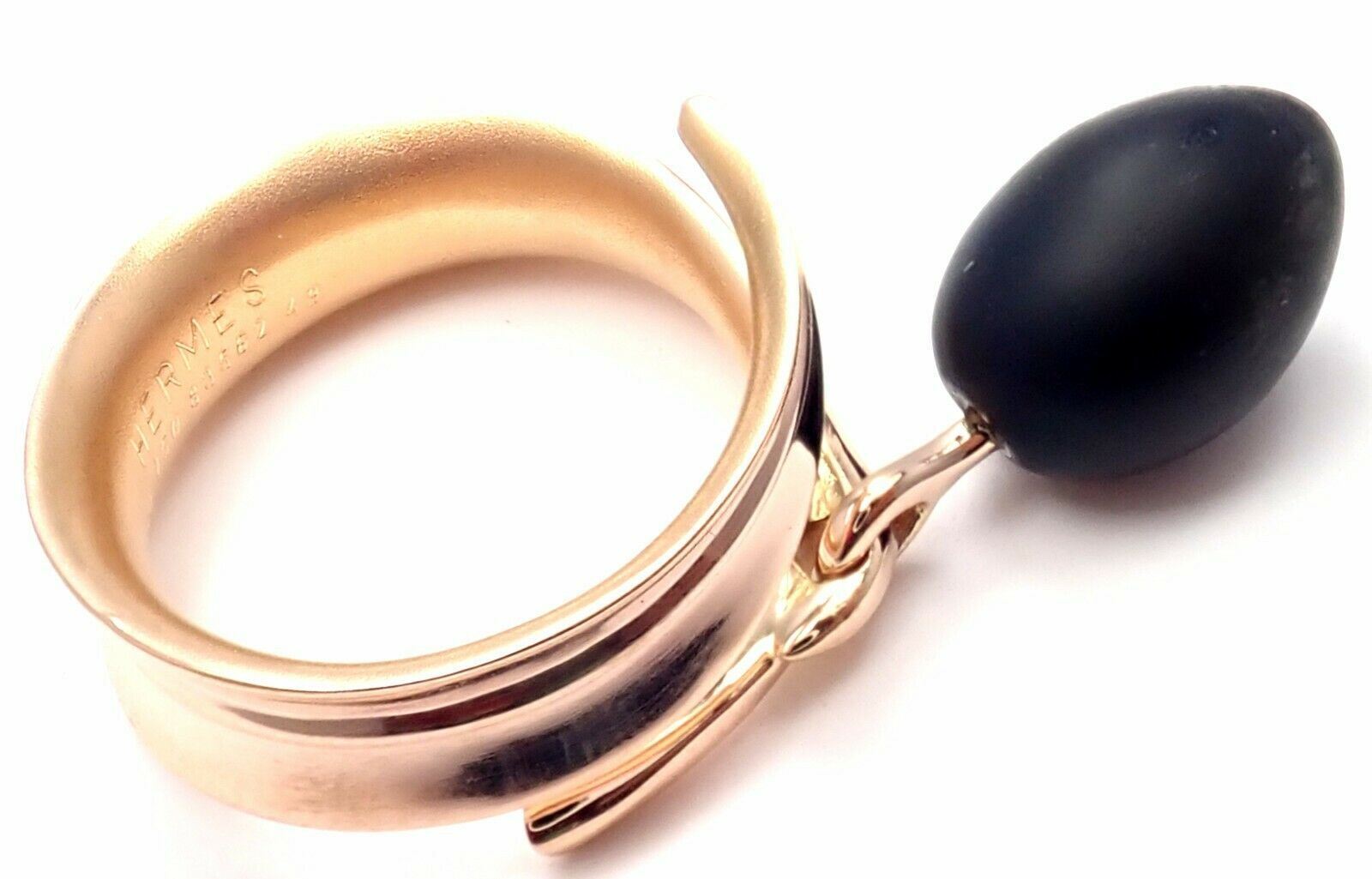 HERMÈS Jewelry & Watches:Fine Jewelry:Rings Rare! Authentic Hermes Olive 18k Rose Gold Wood Band Ring