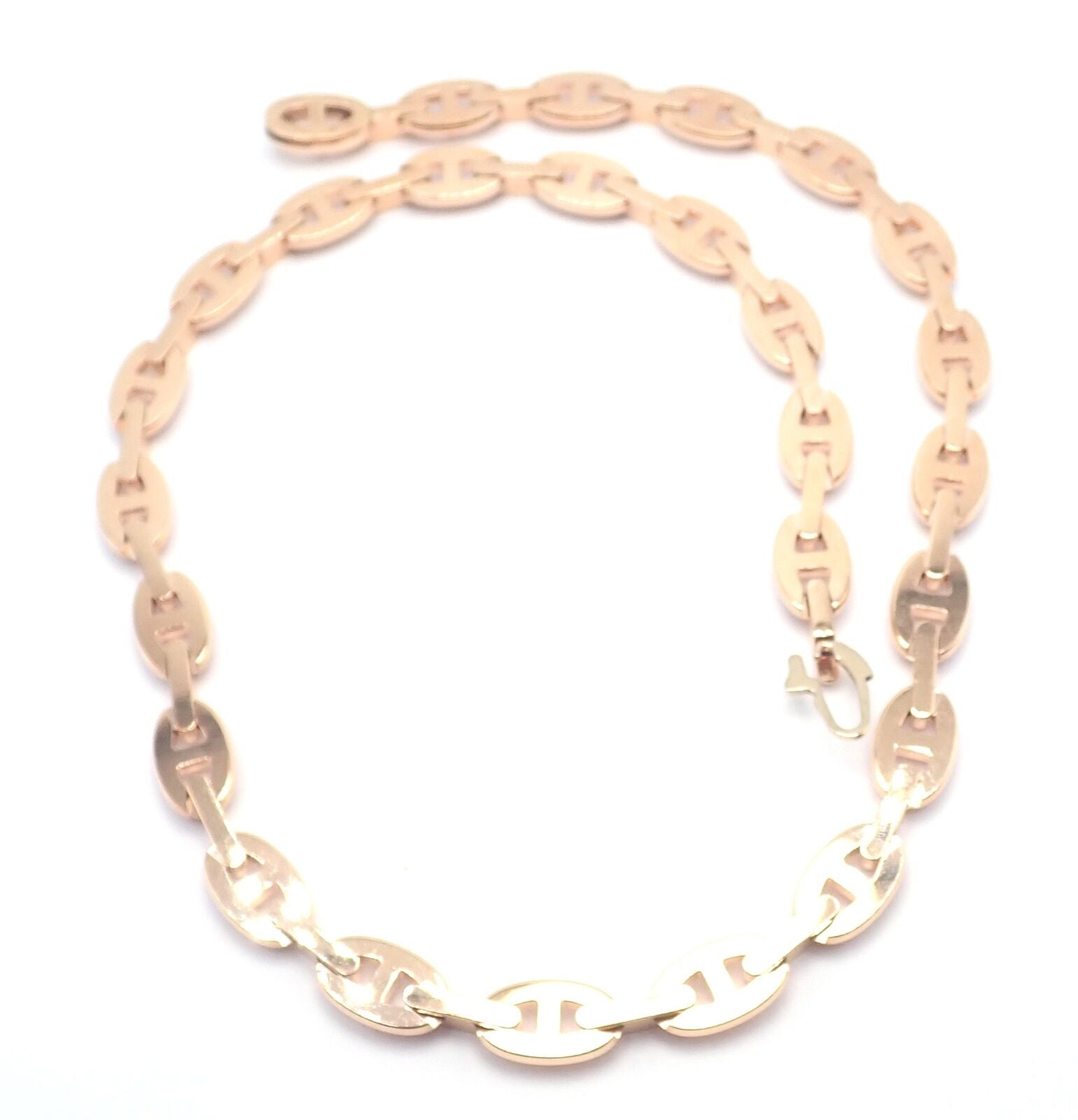 Authentic! Hermes Chaine d'ancre Enchaine 18k Rose Gold Diamond Link Necklace | Fortrove