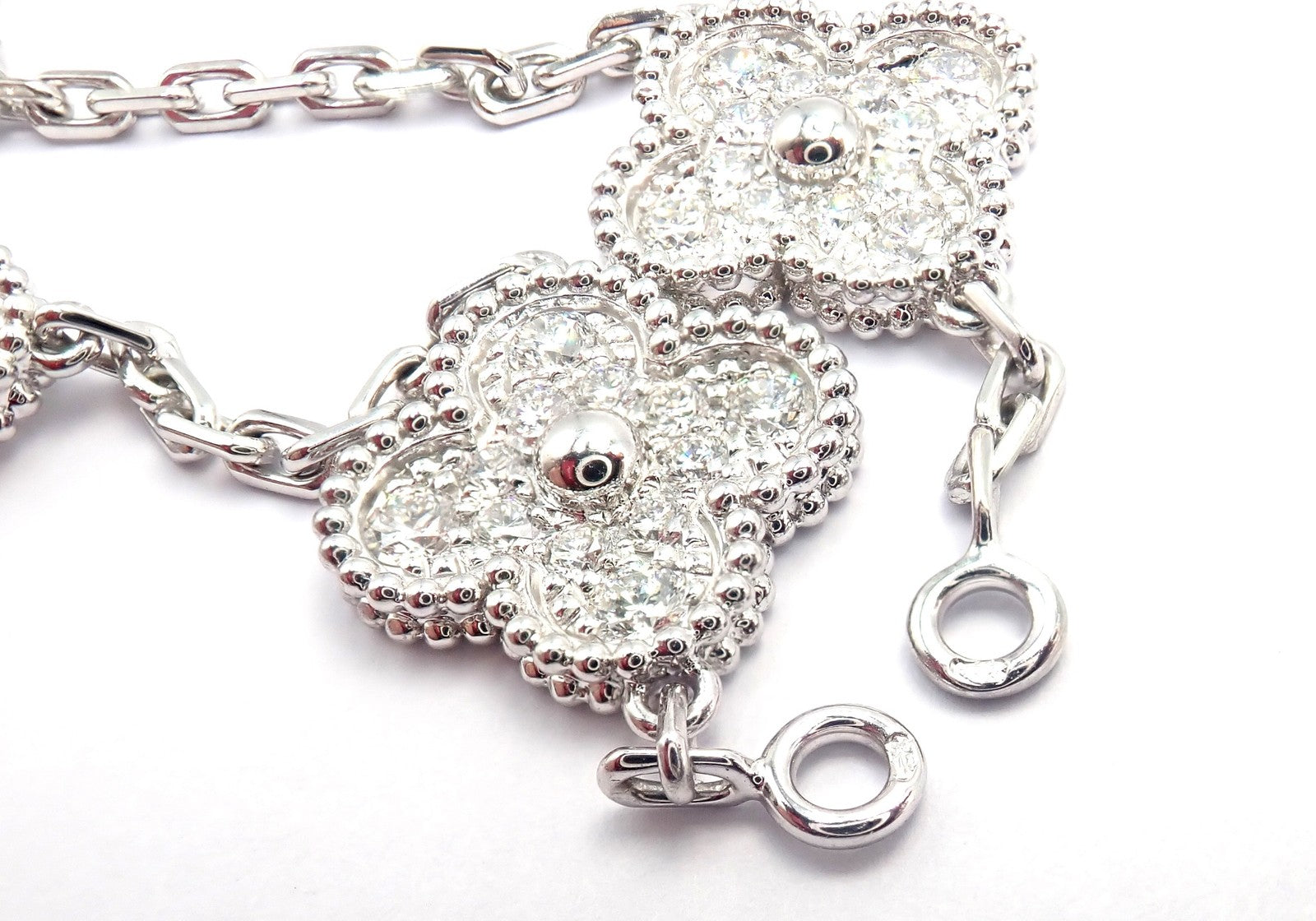 Van Cleef & Arpels 18k Gold Vintage Alhambra Diamond Necklace Bracelet Set Cert. | Fortrove