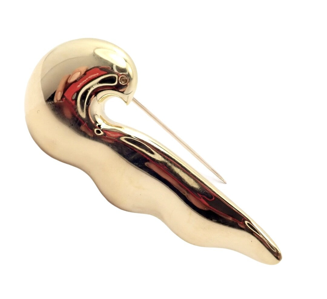 Authentic Tiffany & Co. 18k Yellow Gold Paloma Picasso Dove Bird Pin Brooch 1981 | Fortrove