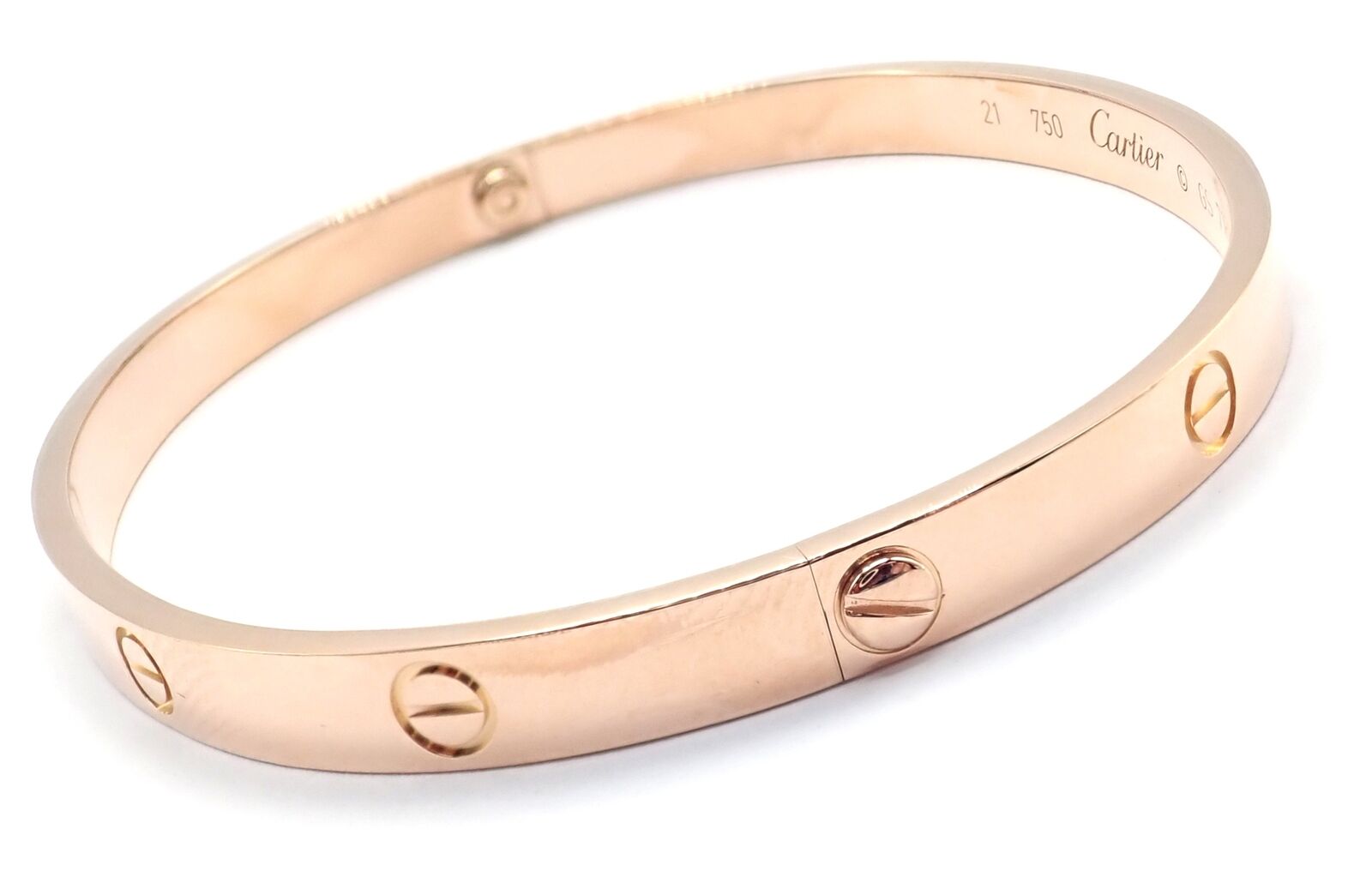 Authentic! Cartier 18k Rose Gold Love Bangle Bracelet Size 21 Paper | Fortrove