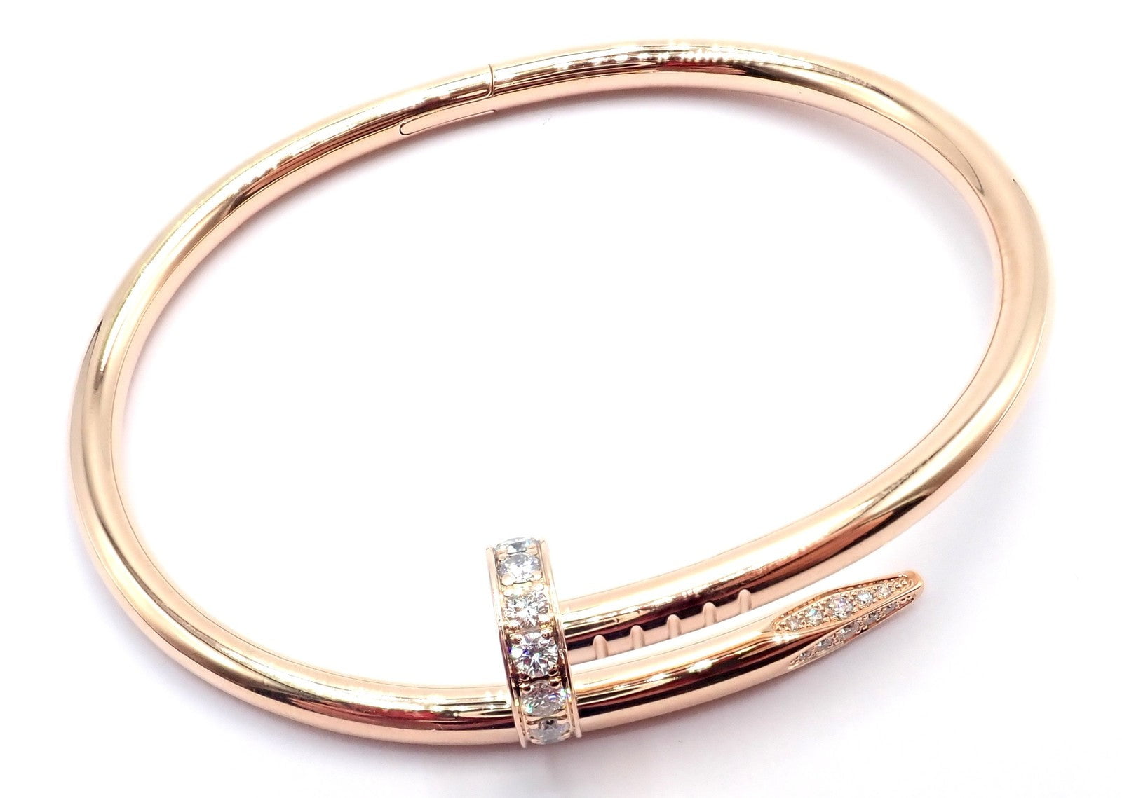 Cartier Juste un Clou Nail 18k Rose Gold Diamond Classic Bangle Bracelet Size 16 | Fortrove