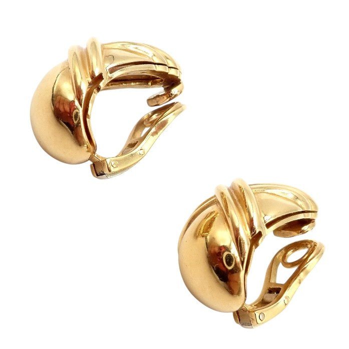 Authentic! Vintage Bulgari Bvlgari 18k Yellow Gold Roma Double X Huggie Earrings | Fortrove