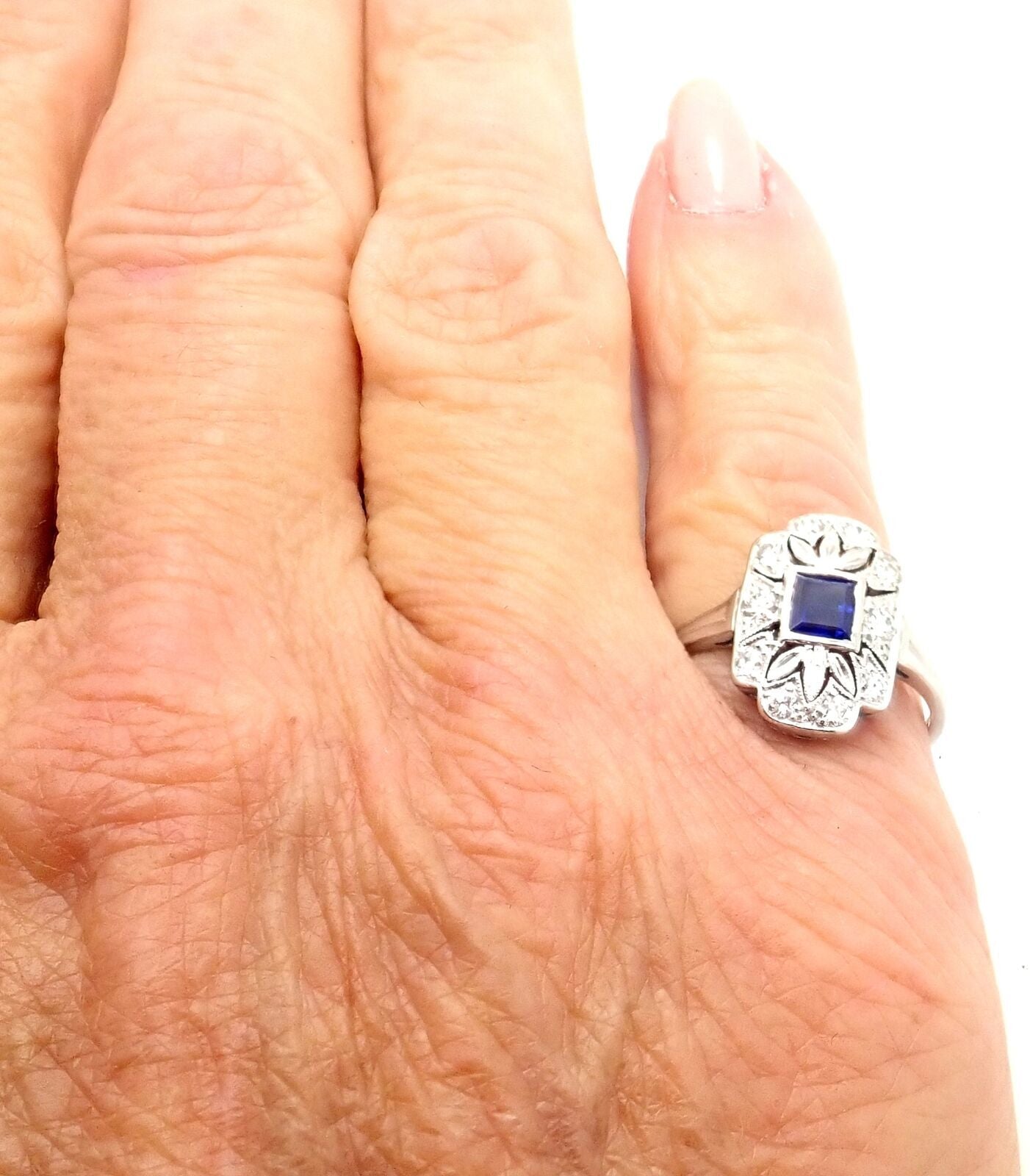 Vintage! Authentic Tiffany & Co Irid Platinum Diamond Sapphire Cocktail Ring | Fortrove