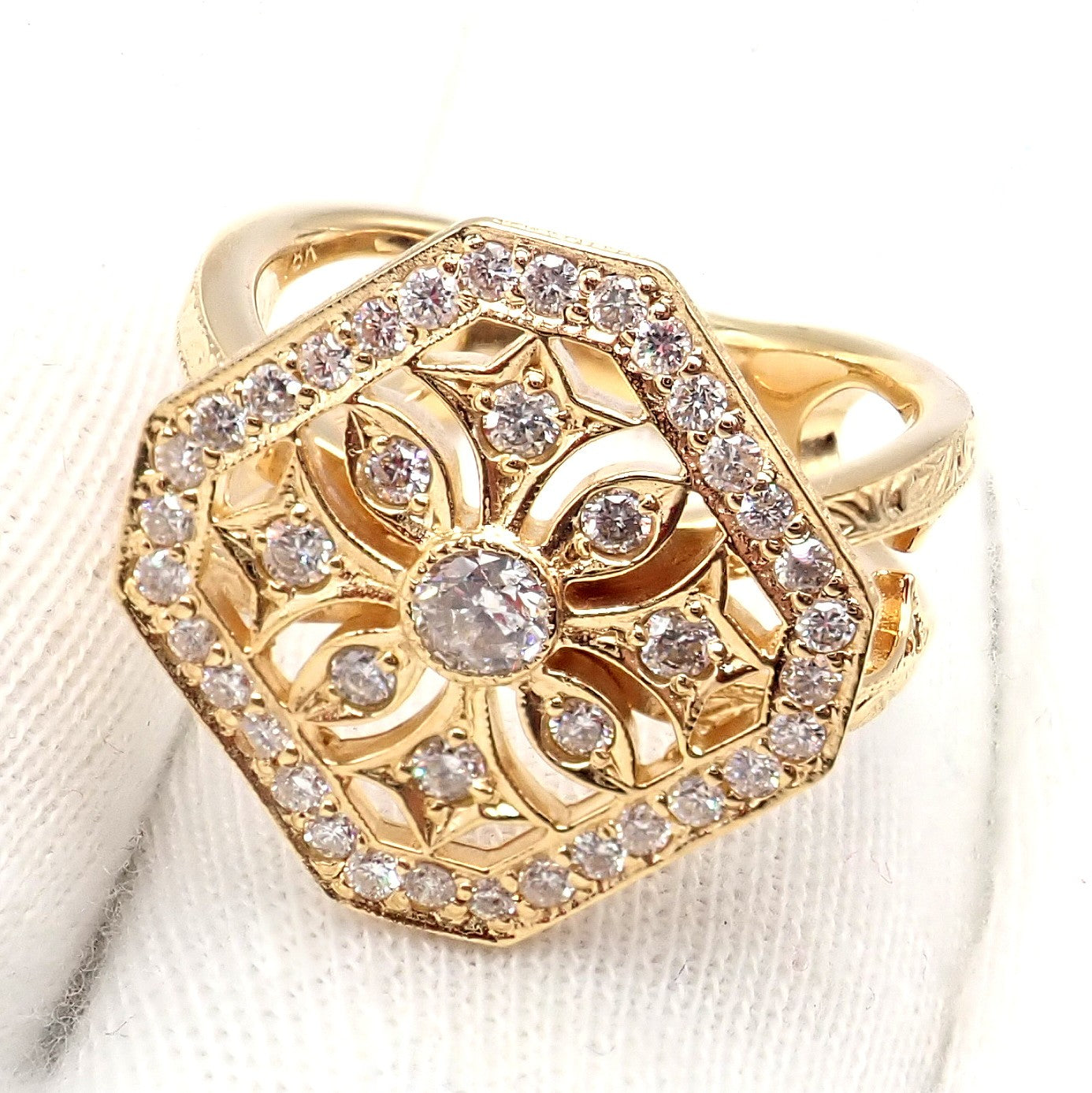 Authentic Loree Rodkin 18k Yellow Gold Diamond Gothic Cross Ring | Fortrove