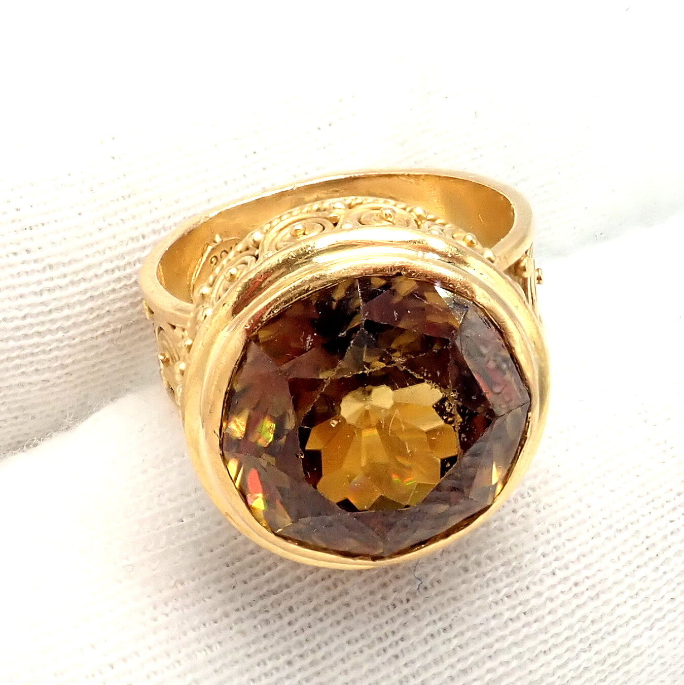 Carolyn Tyler Jewelry & Watches:Fine Jewelry:Rings Carolyn Tyler 22k Yellow Gold Seven Seas Large Golden Yellow Zircon Ring