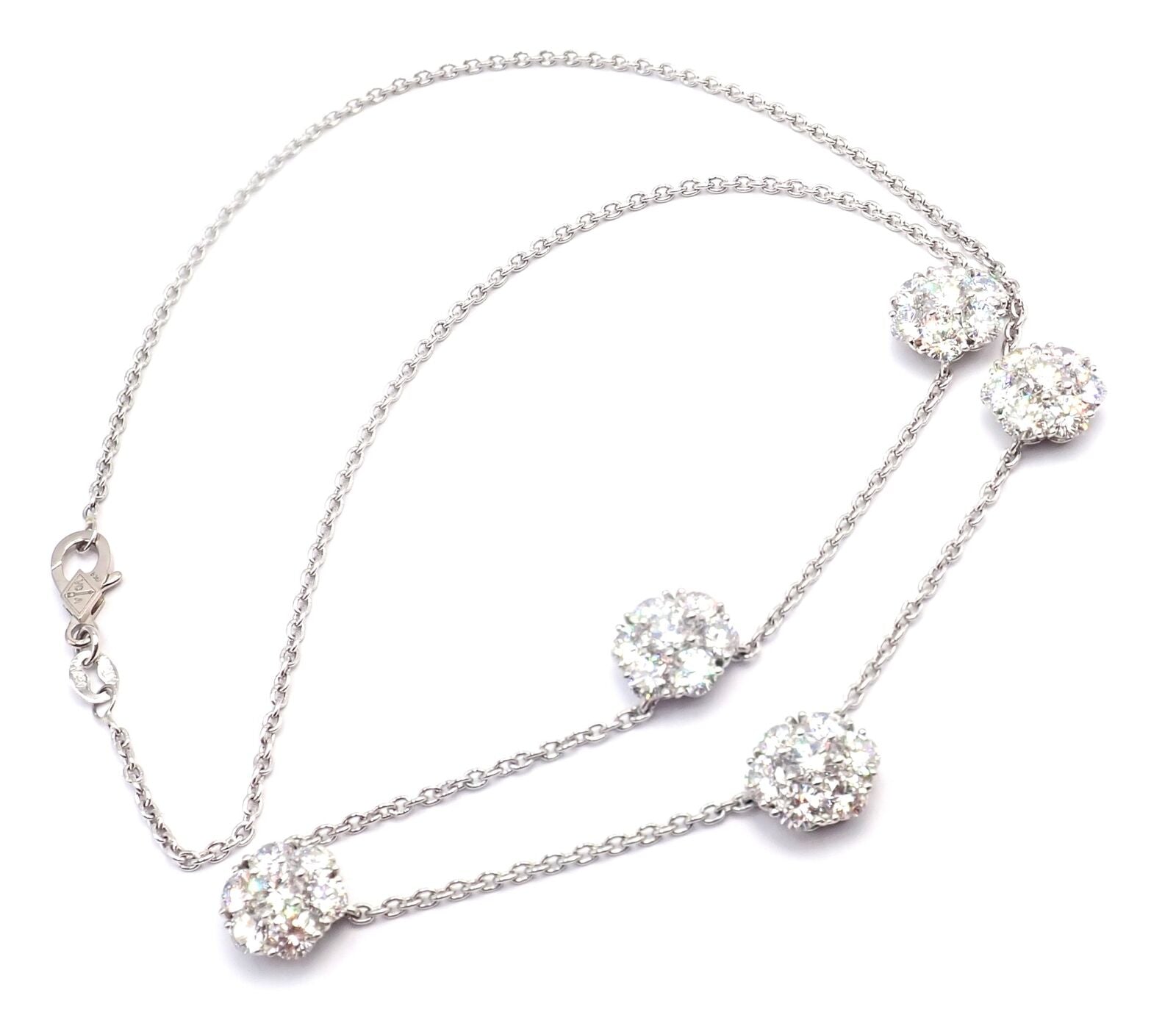 Van Cleef & Arpels Platinum Diamond Five Flower Fleurette Necklace Paper | Fortrove