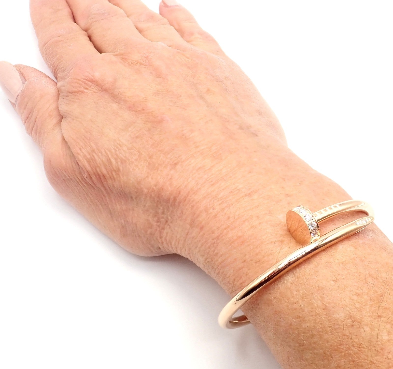 Cartier Juste un Clou Nail 18k Rose Gold Diamond Classic Bangle Bracelet Size 16 | Fortrove