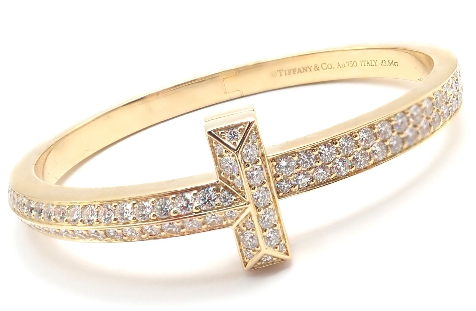 Tiffany & Co. Jewelry & Watches:Fine Jewelry:Bracelets & Charms Authentic! Tiffany & Co 18k Yellow Gold Diamond T1 Wide Hinged Bangle Bracelet