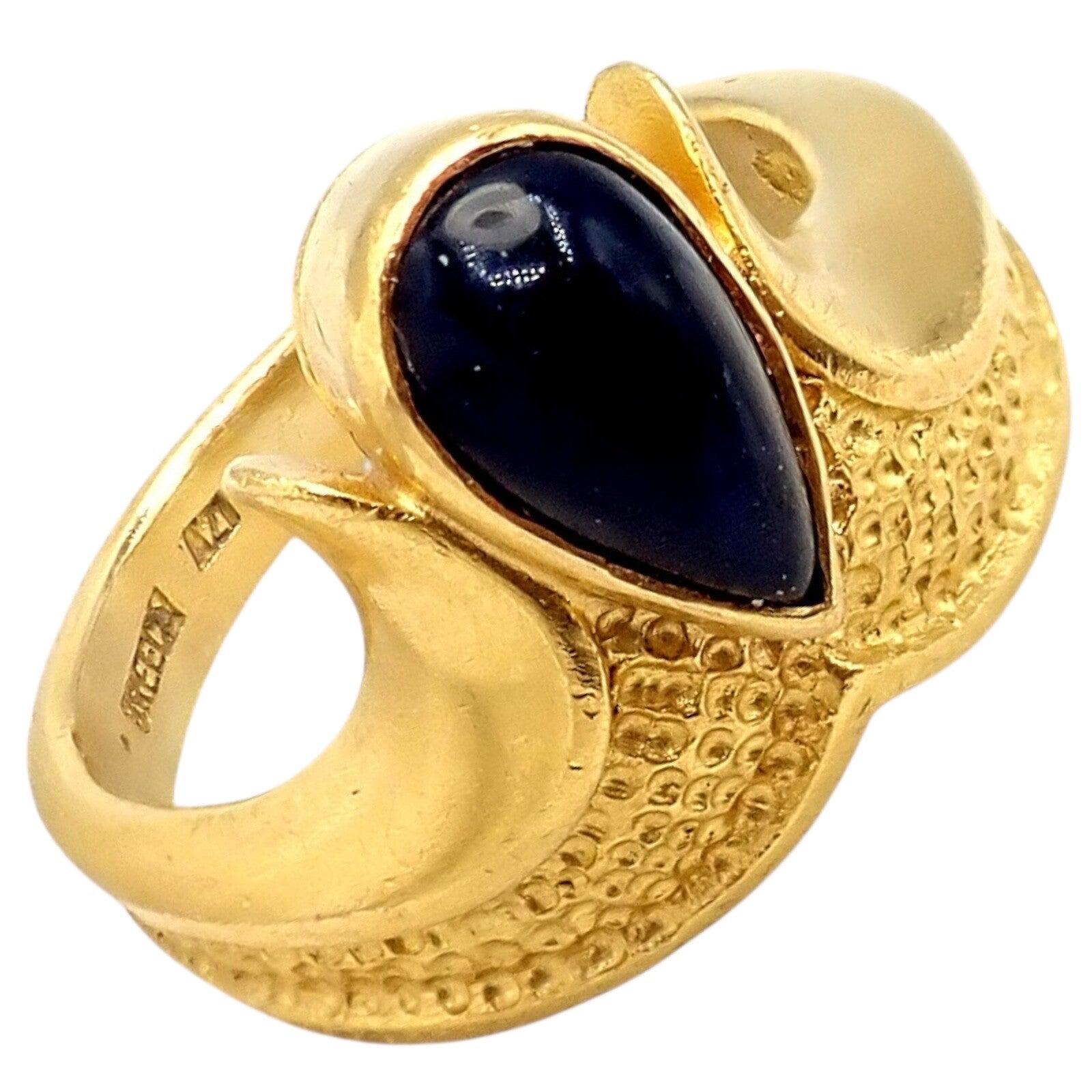 Authentic! Ilias Lalaounis Greece 18k Yellow Gold Onyx Ring | Fortrove
