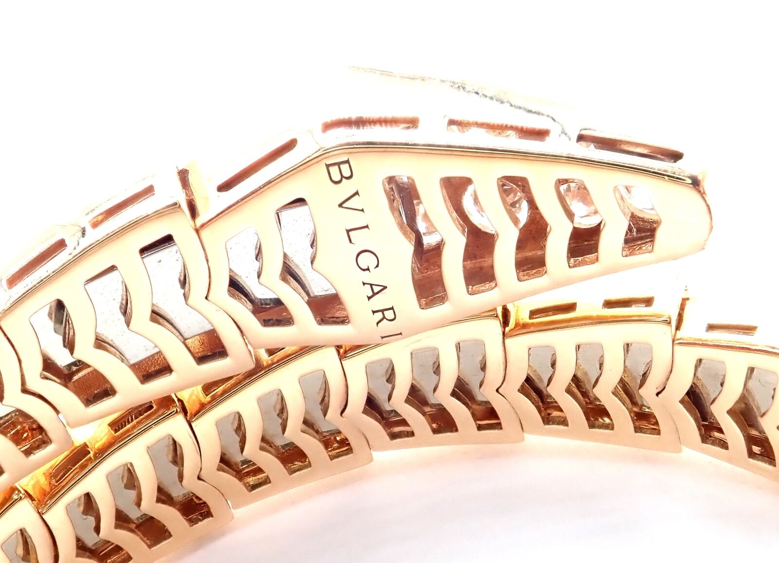 Bvlgari Jewelry & Watches:Fine Jewelry:Bracelets & Charms Authentic! Bulgari Bvlgari Serpenti Viper 18k Rose Gold Diamond Bangle Bracelet