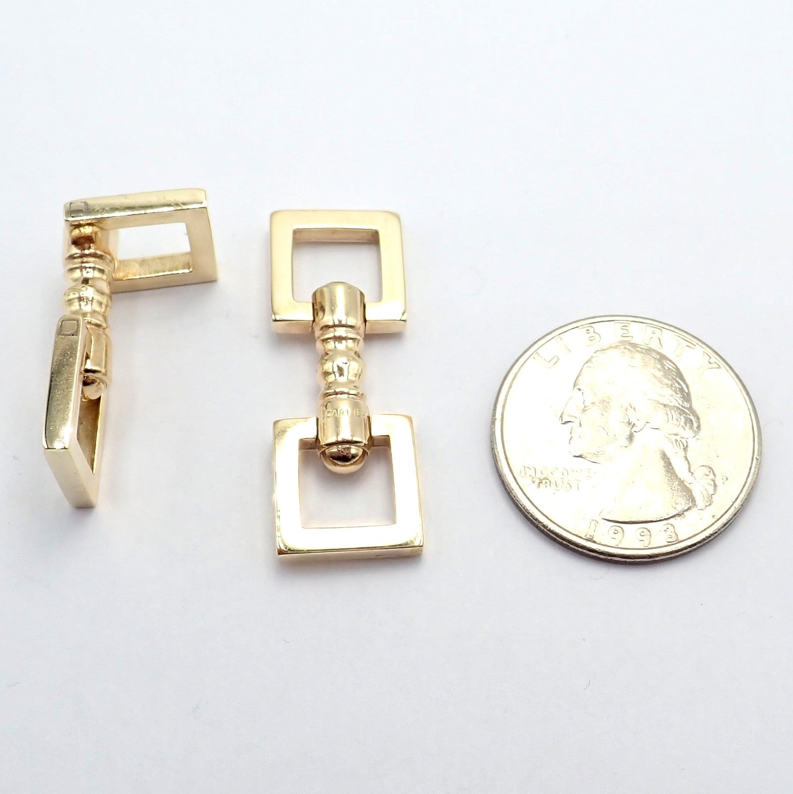 Rare! Vintage Cartier 14k Yellow Gold Square Spring Clasp Cufflinks 1960's | Fortrove