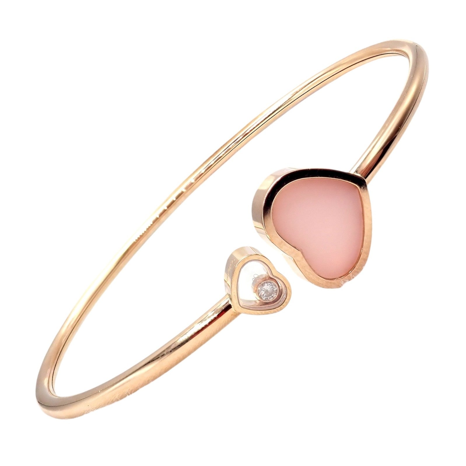 Chopard Jewelry & Watches:Fine Jewelry:Bracelets & Charms Rare! Chopard 18k Rose Gold Happy Hearts Diamond Pink Opal Bracelet