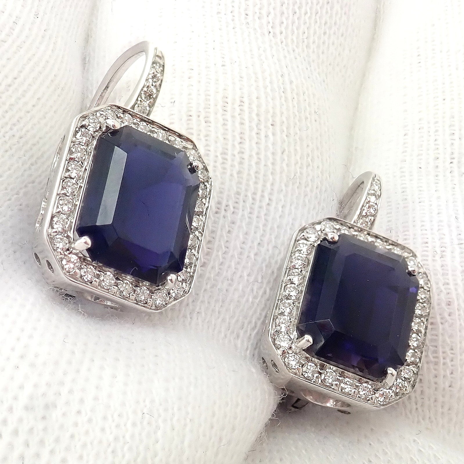 Pasquale Bruni Jewelry & Watches:Fine Jewelry:Earrings Authentic! Pasquale Bruni 18k White Gold Iolite Diamond Earrings