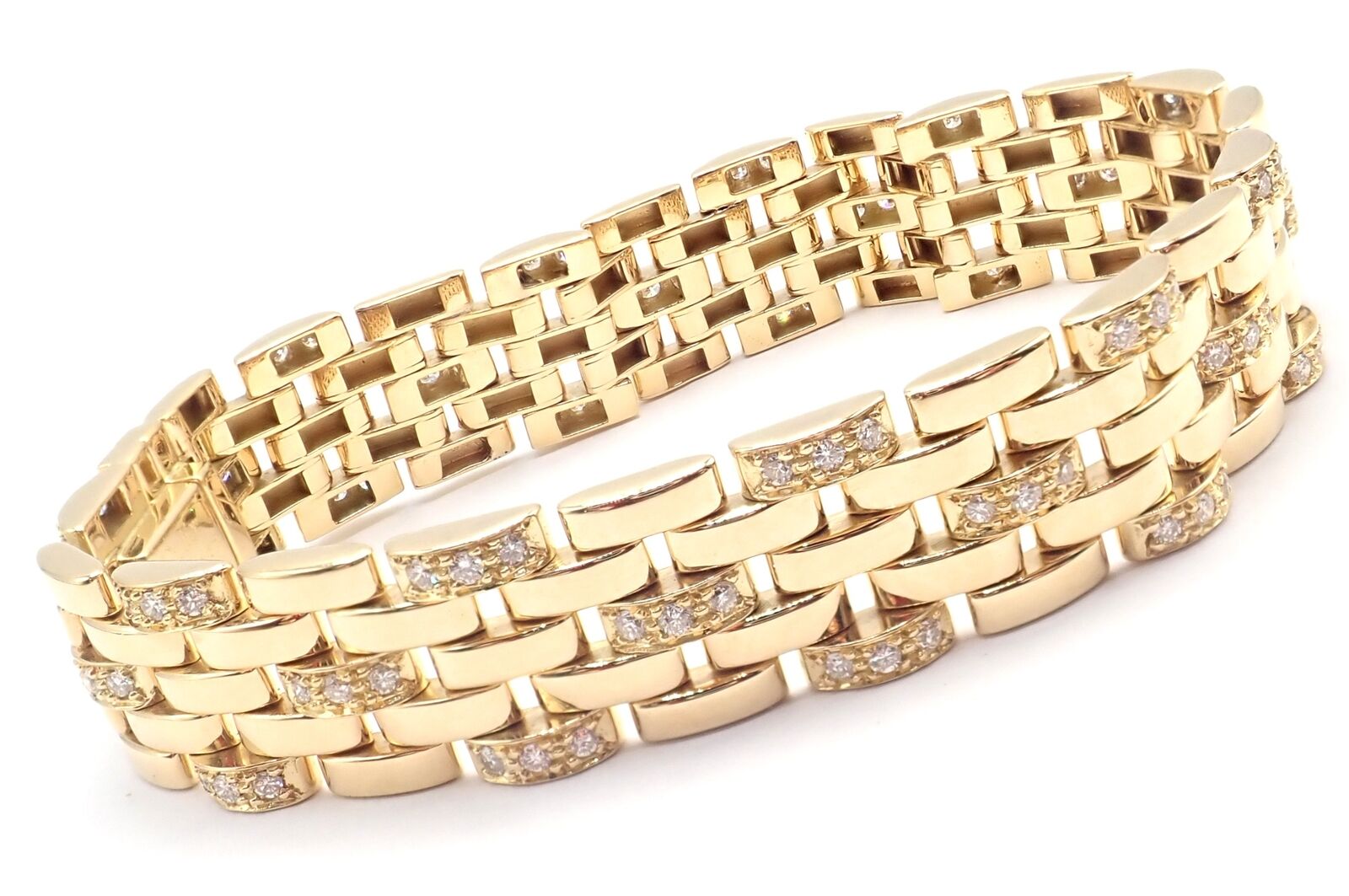 Cartier Jewelry & Watches:Fine Jewelry:Bracelets & Charms Authentic Cartier Maillon Panthere 18K Gold Diamond Five Row Link Gold Bracelet