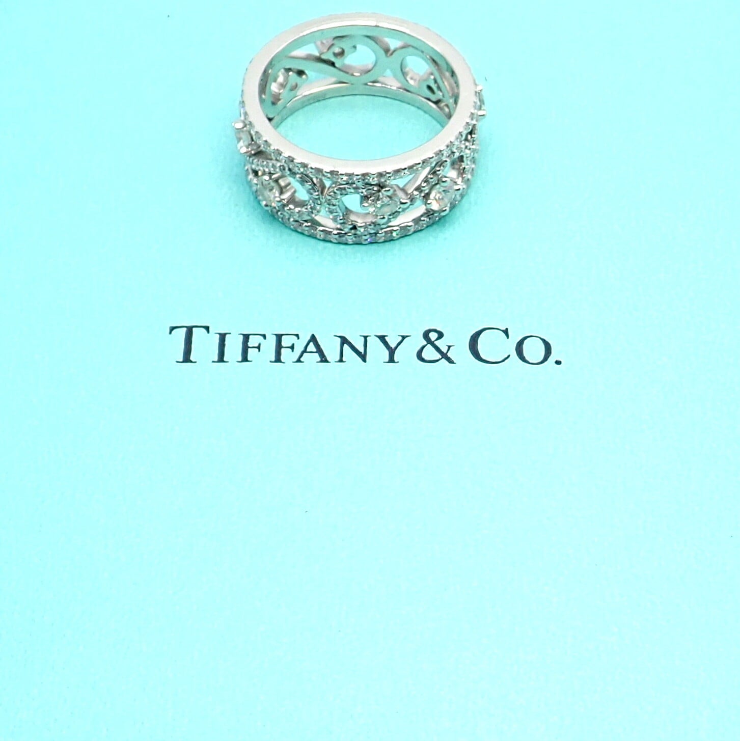 Tiffany & Co. Jewelry & Watches:Fine Jewelry:Rings Authentic! Tiffany & Co Platinum Diamond Enchant Scroll Wide Band Ring Size 6