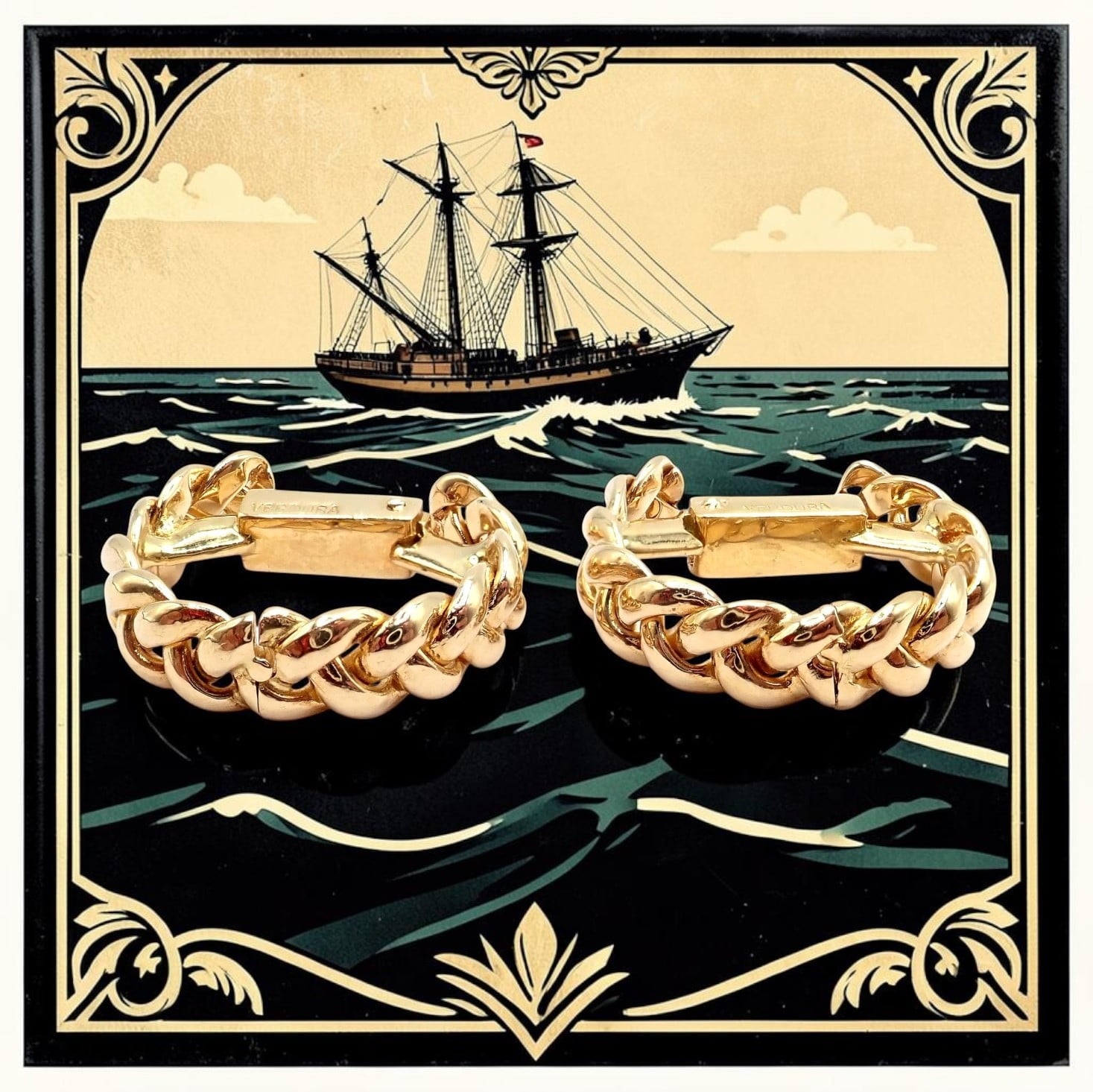 Verdura Jewelry & Watches:Men's Jewelry:Cufflinks Authentic! Verdura 18k Yellow Gold Classic Rope Stirrup Cufflinks