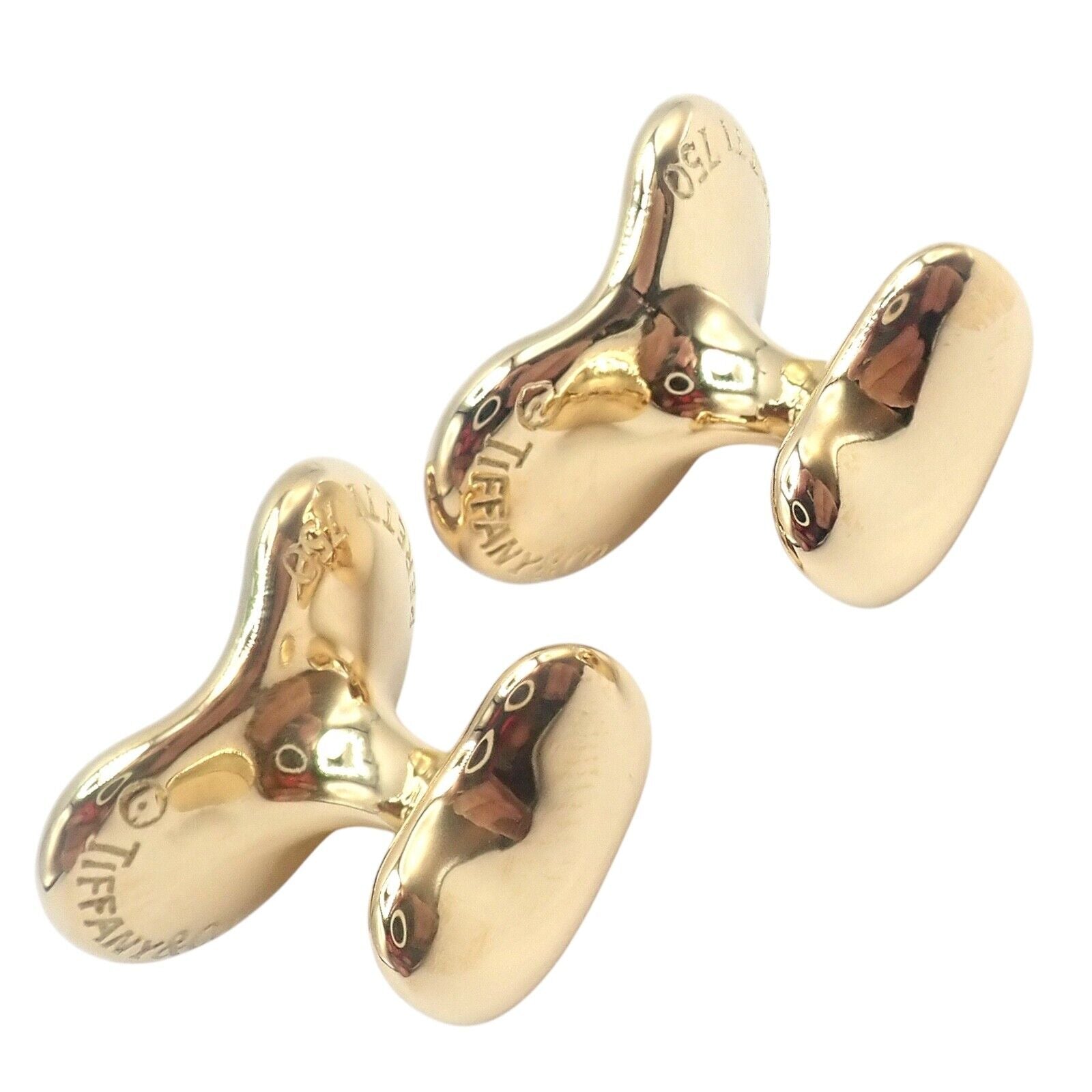 Rare! Vintage Tiffany & Co Peretti 18k Yellow Gold Extra Large Bean Cufflinks | Fortrove