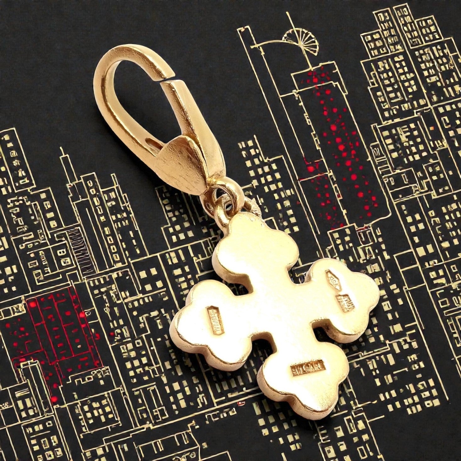 Rare! Bvlgari Bulgari 18k Yellow Gold Maltese Cross Charm Pendant