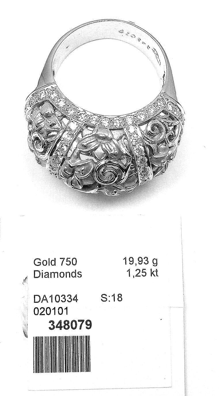 New! Authentic Carrera Y Carrera Taj Mahal 18k White Gold Diamond Ring Cert. | Fortrove