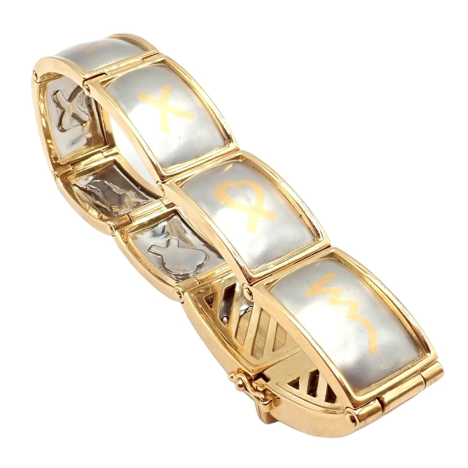Tiffany & Co. Jewelry & Watches:Fine Jewelry:Bracelets & Charms Vintage! Tiffany & Co Picasso 18k Yellow Gold Platinum Signature Panel Bracelet