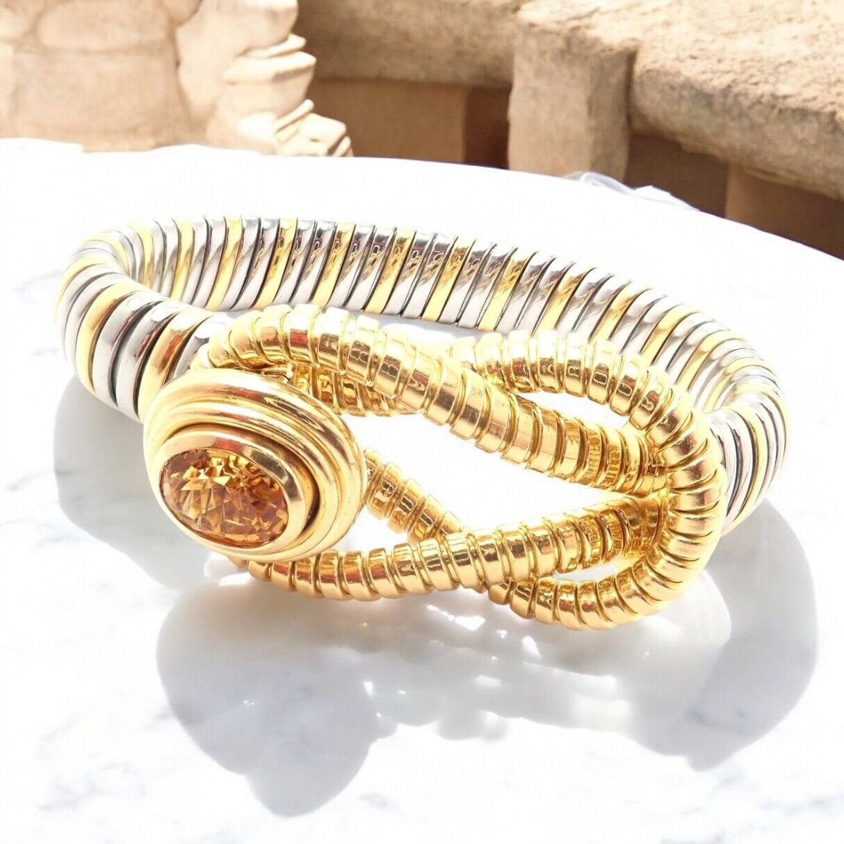 Cartier Jewelry & Watches:Fine Jewelry:Bracelets & Charms Authentic Cartier Hercules Knot 18k Yellow Gold Stainless Steel Citrine Bracelet