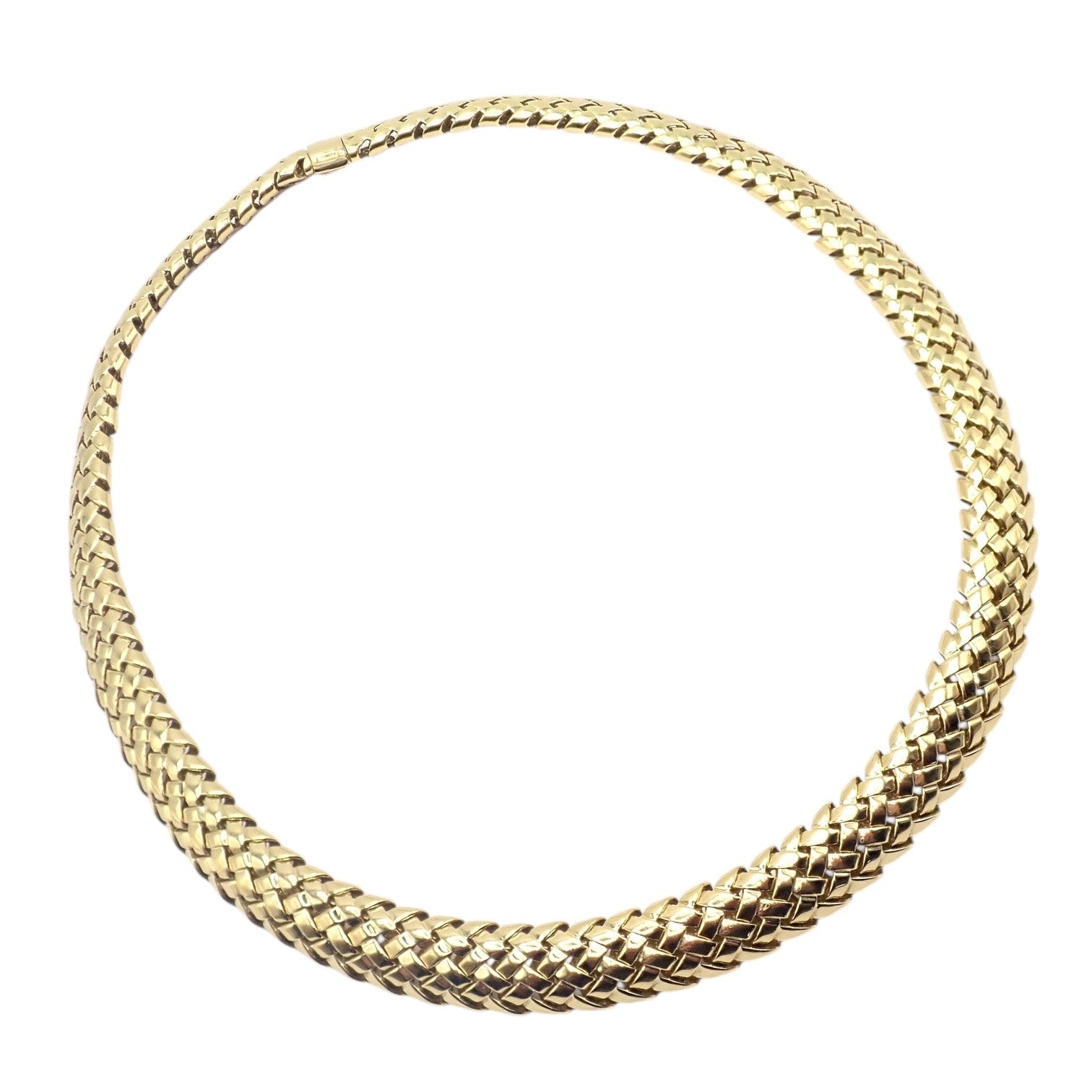 Authentic! Tiffany & Co Vannerie 18k Yellow Gold Basket Weave Necklace | Fortrove